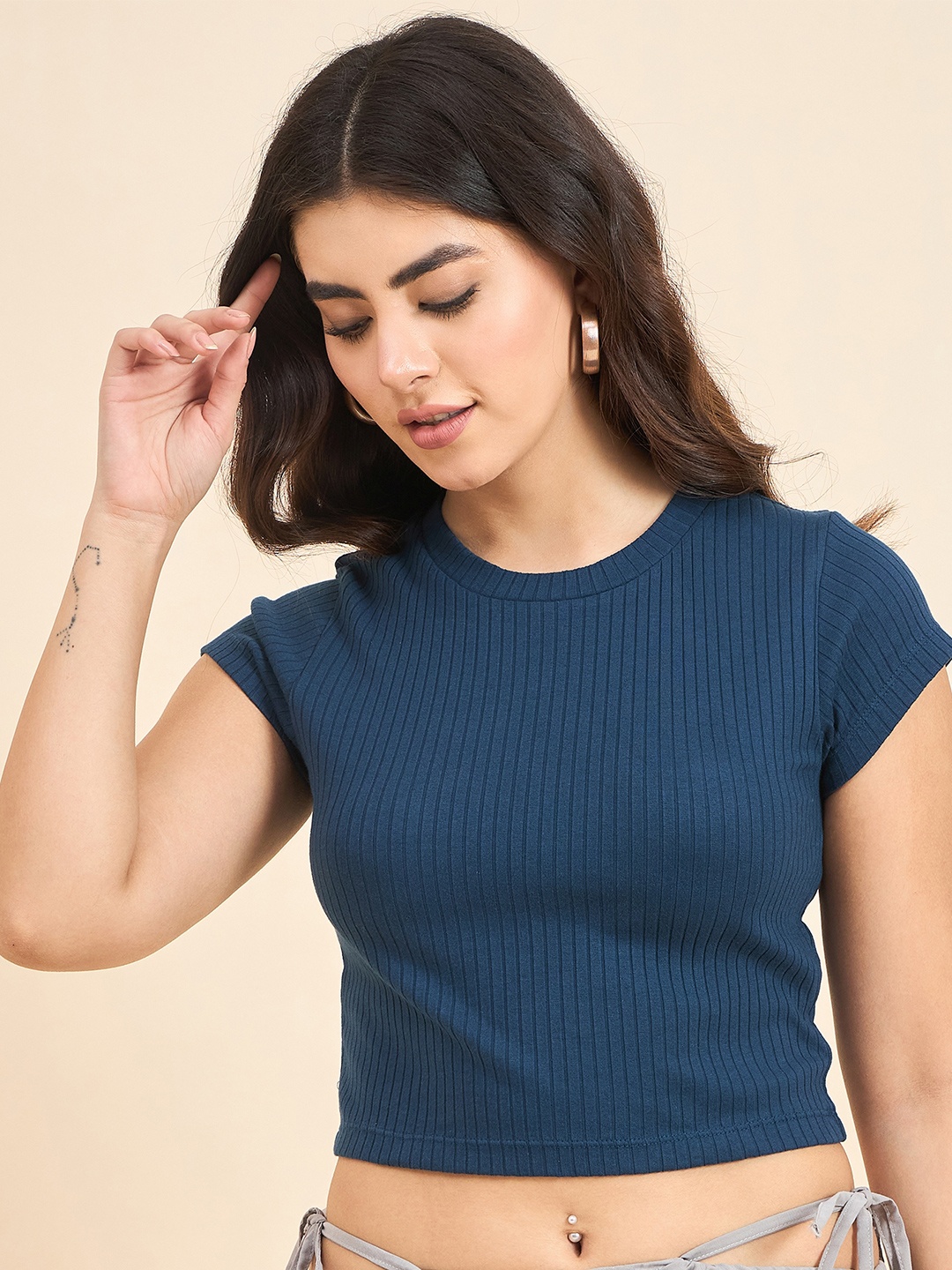 

Strong And Brave Crop Top, Blue