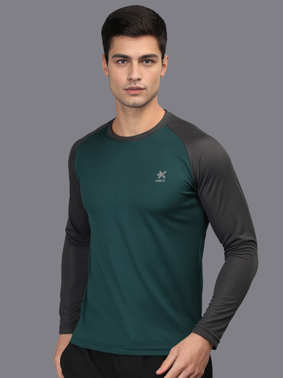 

HRX by Hrithik Roshan Men Colourblocked Round Neck Rapid-Dry Sports T-shirt, Green