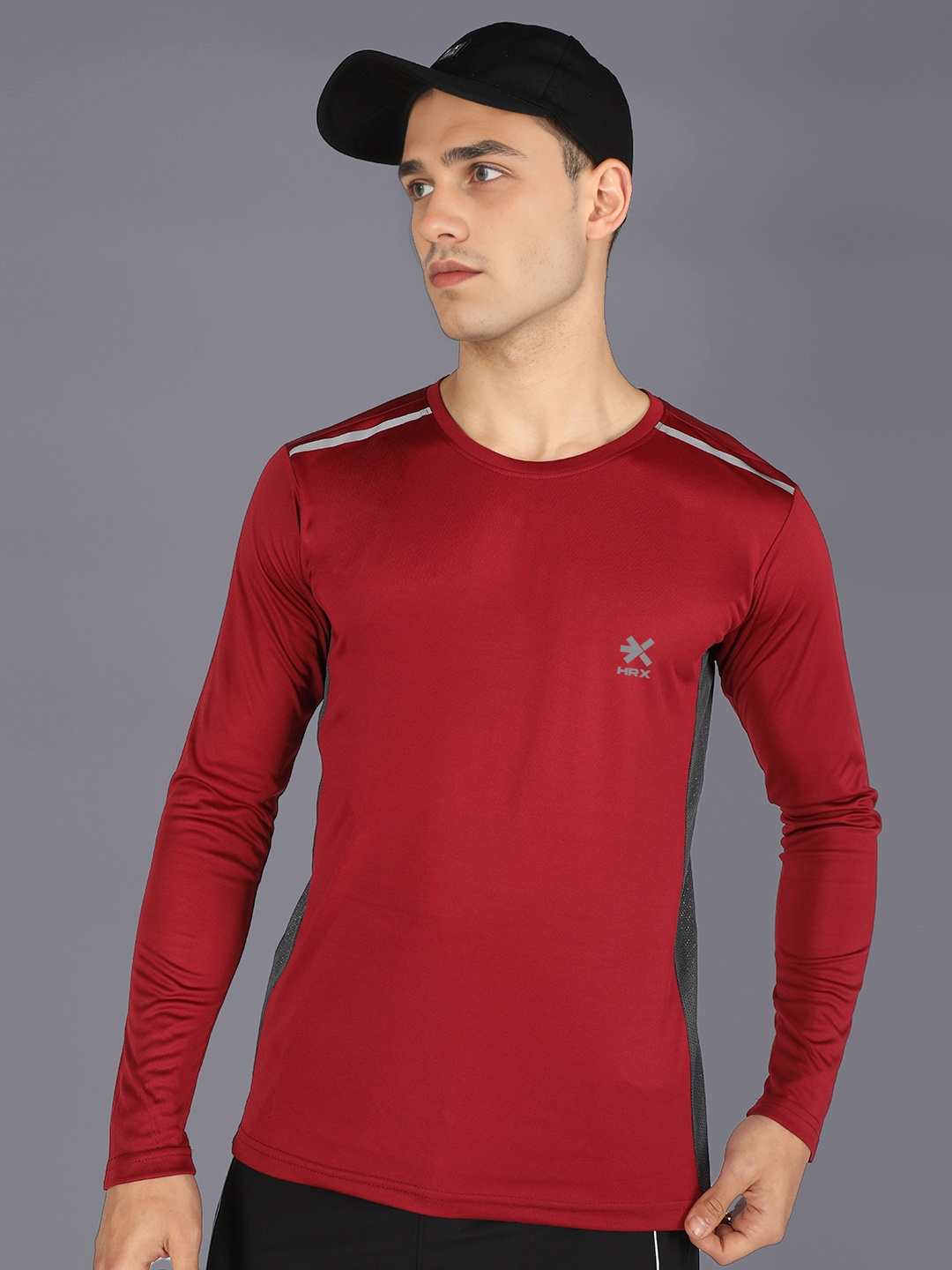 

HRX by Hrithik Roshan Men Round Neck Regular Fit Training T-shirt, Maroon