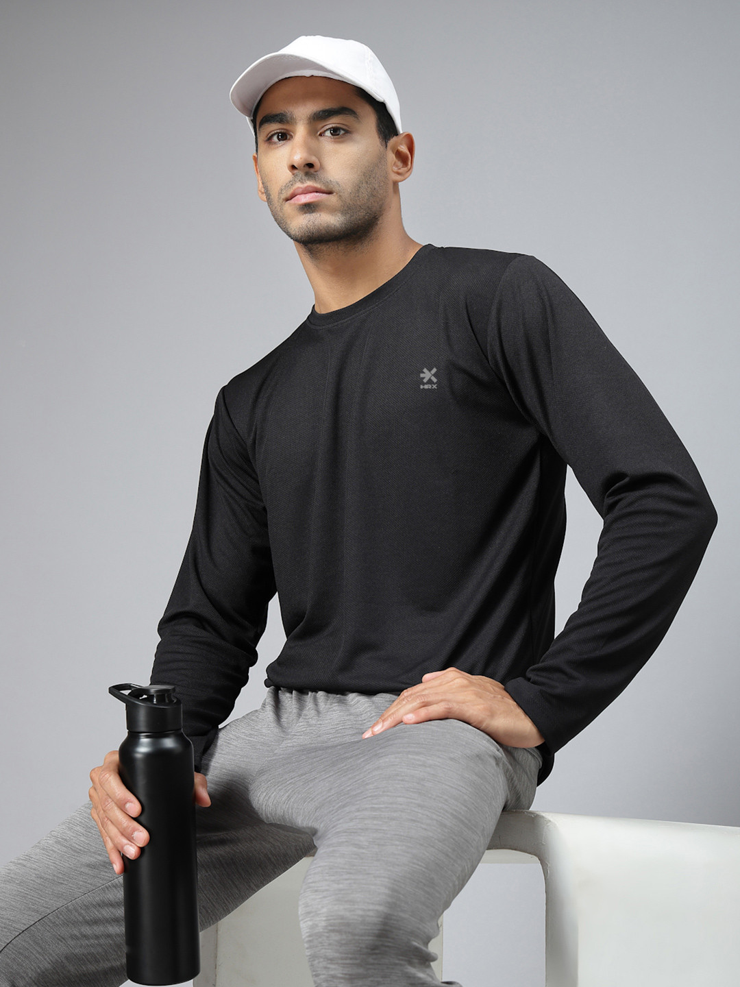 

HRX by Hrithik Roshan Men Solid Round Neck Rapid-Dry Training T-shirt, Black