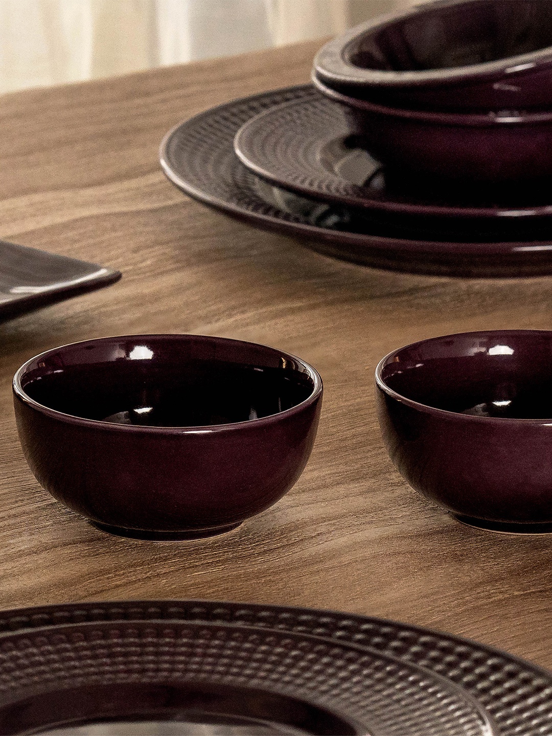 

10club Set of 2 Microwaveable Purple Ceramic Dinner Bowls