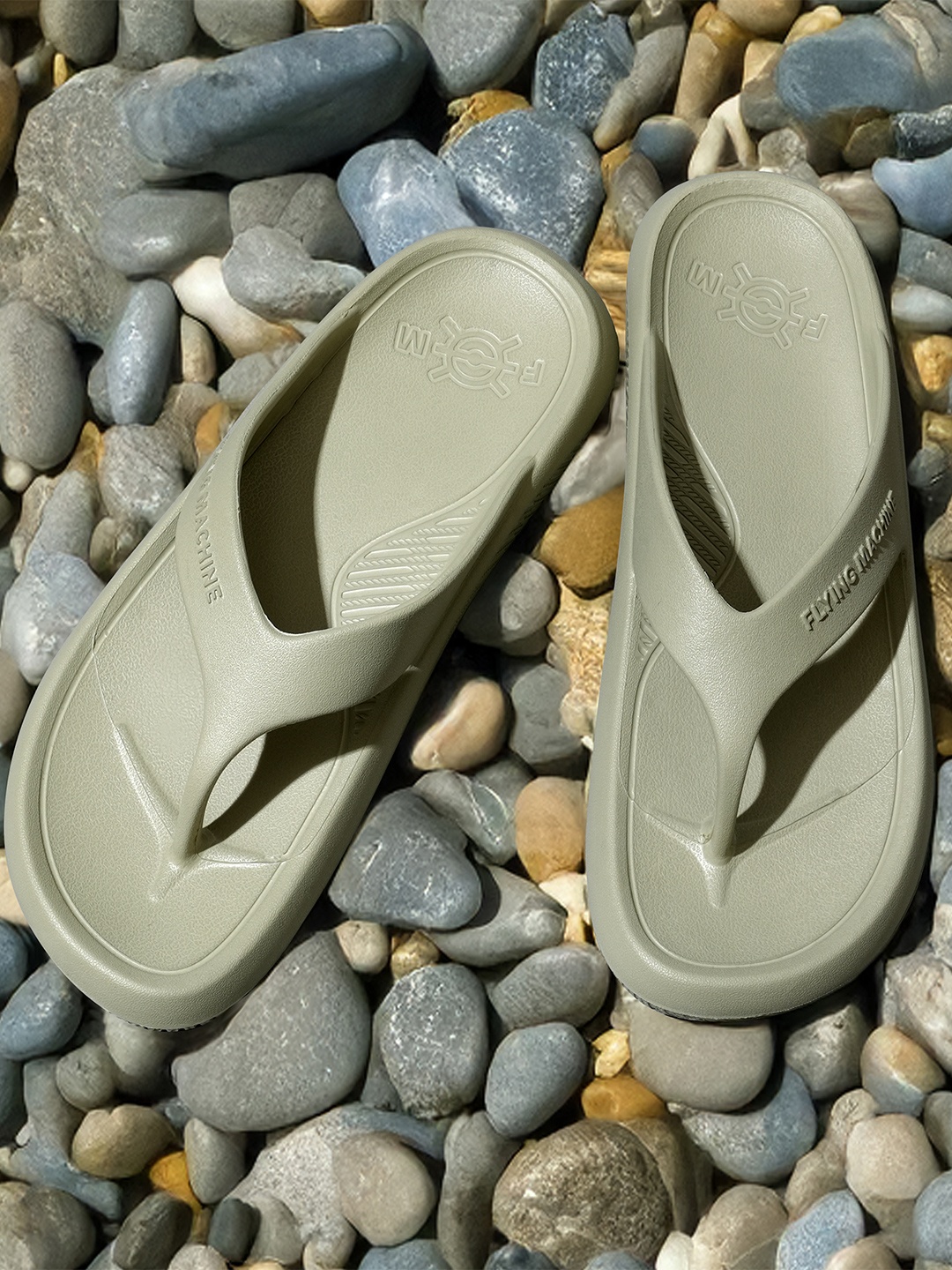 

Flying Machine Men Rubber Thong Flip-Flops, Khaki