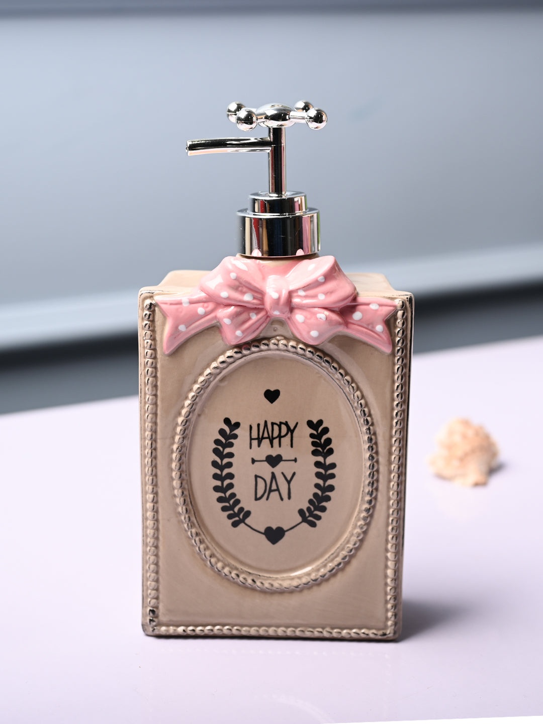 

MARKET99 Brown Happy Day Printed Rectangle Ceramic Waterproof Soap Dispenser - 750 ml