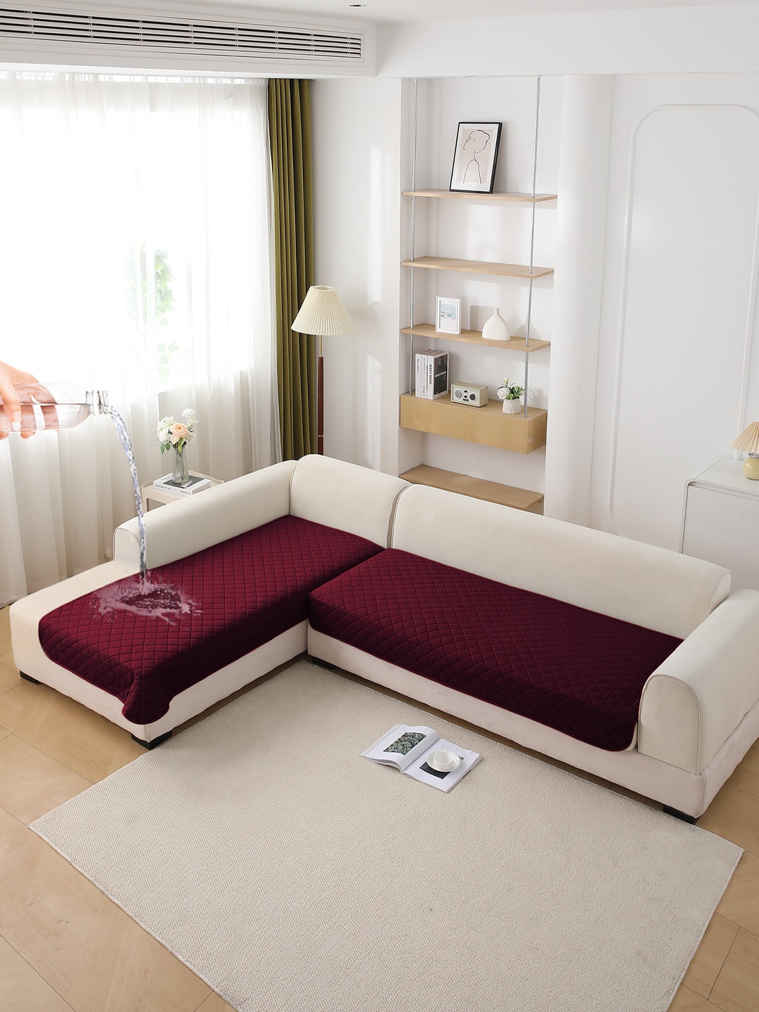 

HOKIPO Burgundy Solid Polyester 1 Piece Sofa Cover