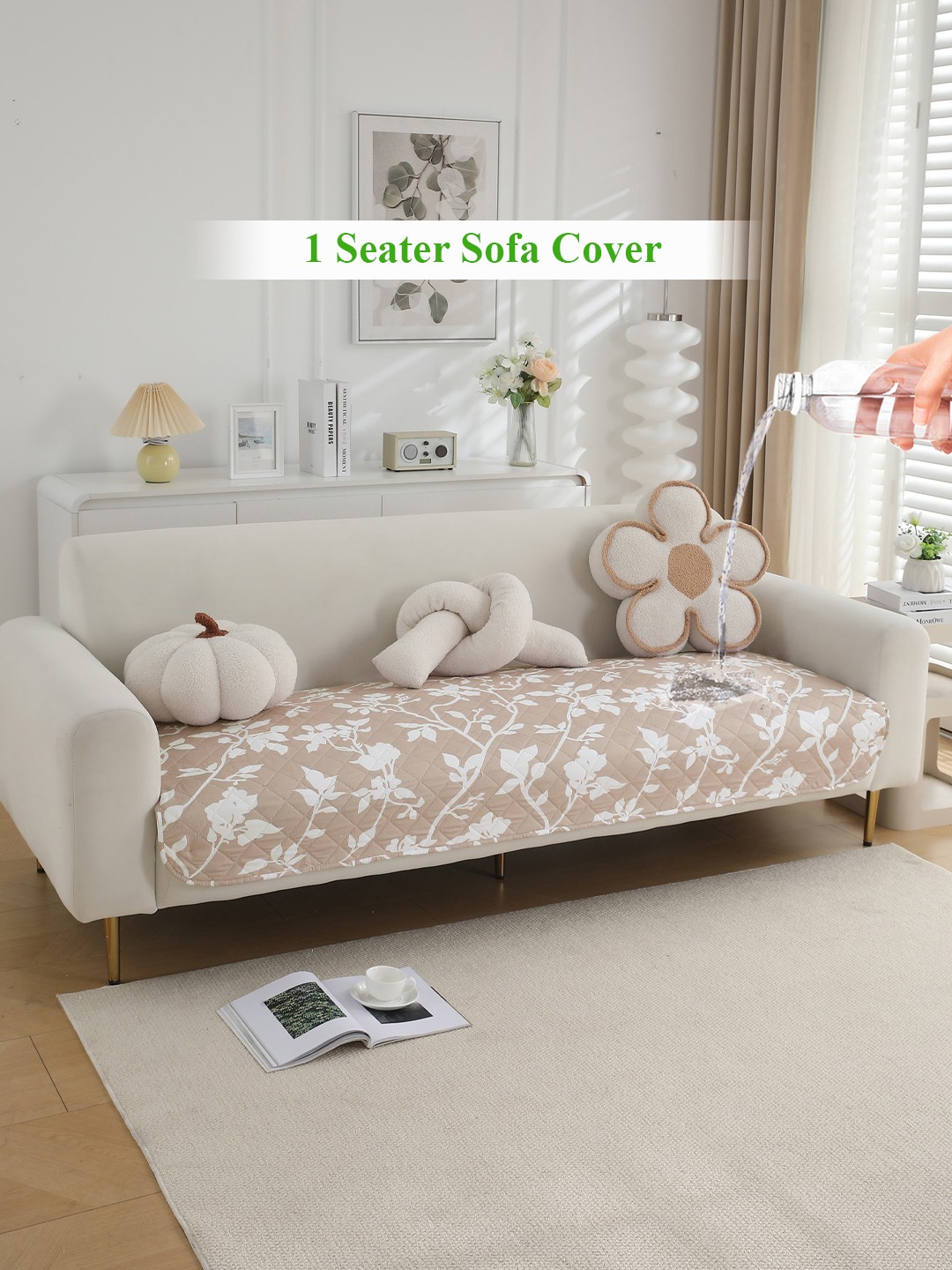 

HOKIPO Brown & White Printed Waterproof 1 Seater Sofa Seat Mat