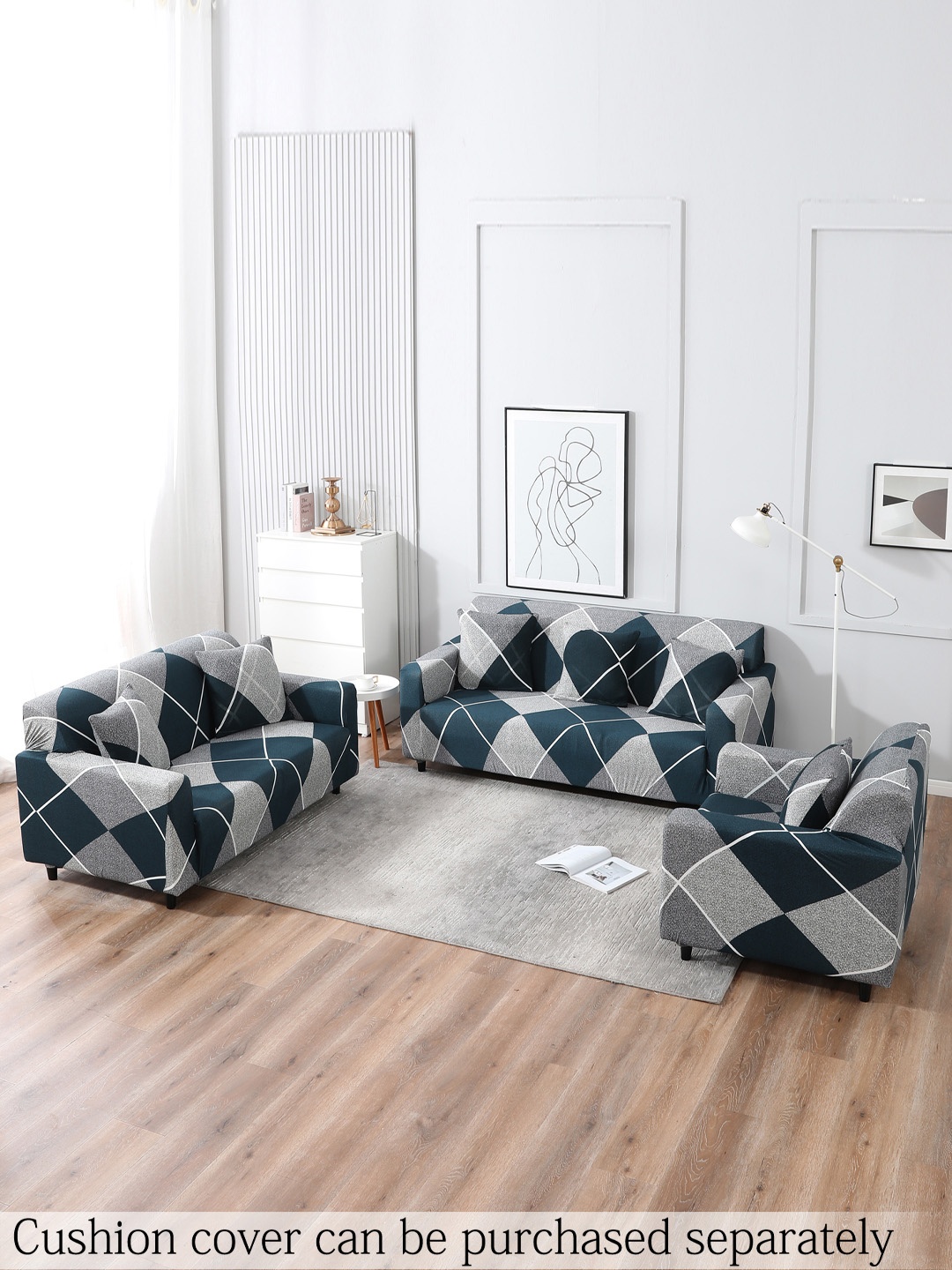 

HOKIPO Blue & White Printed Polyester 1 Piece Sofa Cover