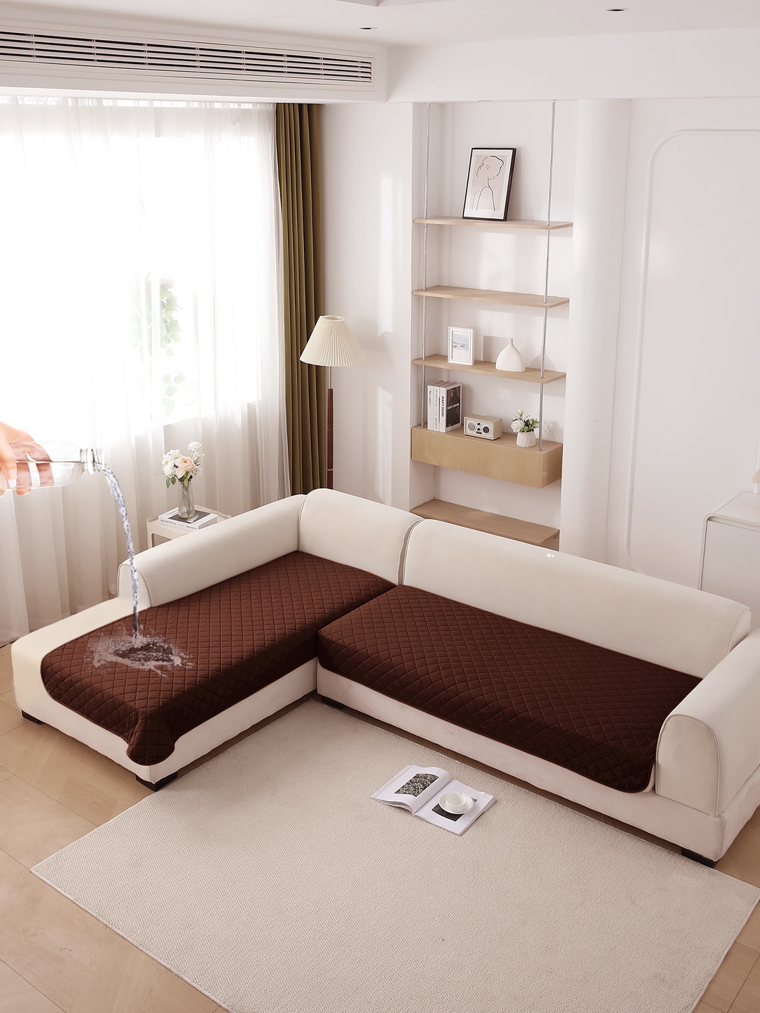 

HOKIPO Brown Polyester 1 Piece Sofa Cover