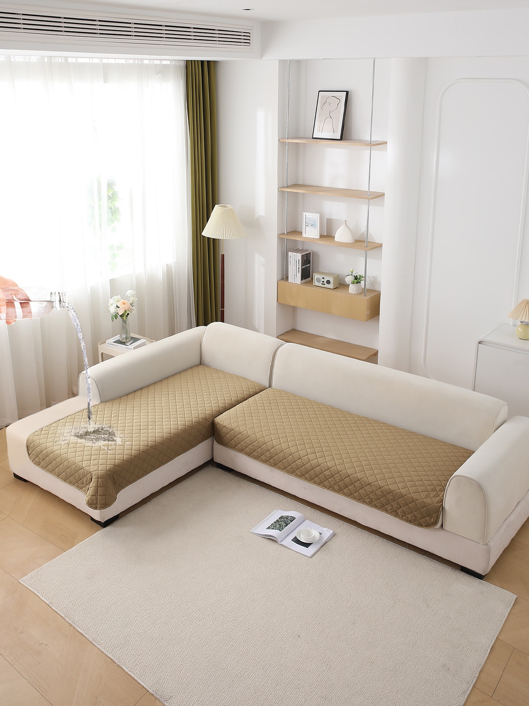 

HOKIPO Brown Solid Polyester 1 Piece Sofa Cover