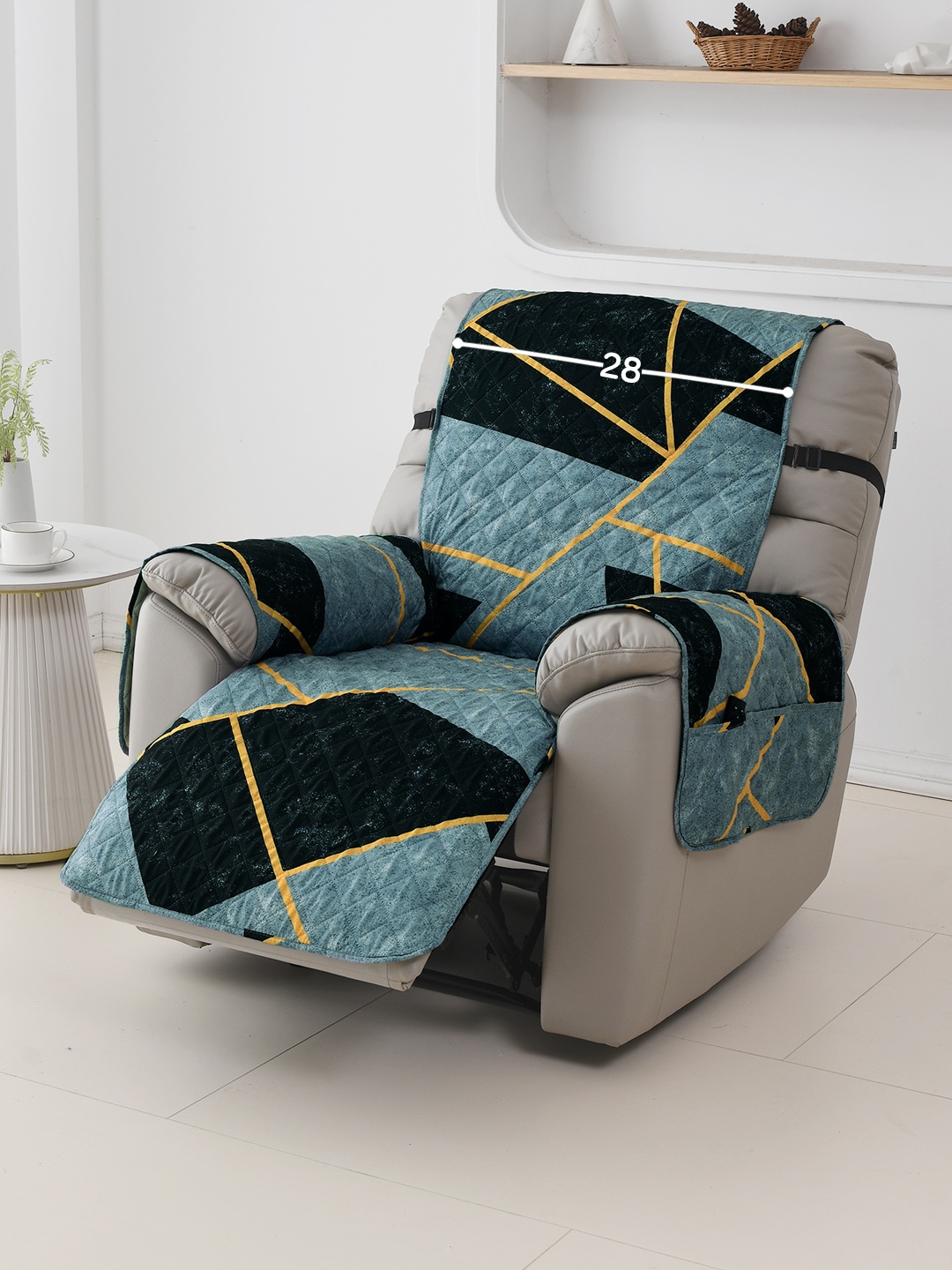 

HOKIPO Black & Blue Polyester Waterproof Recliner Sofa Mat