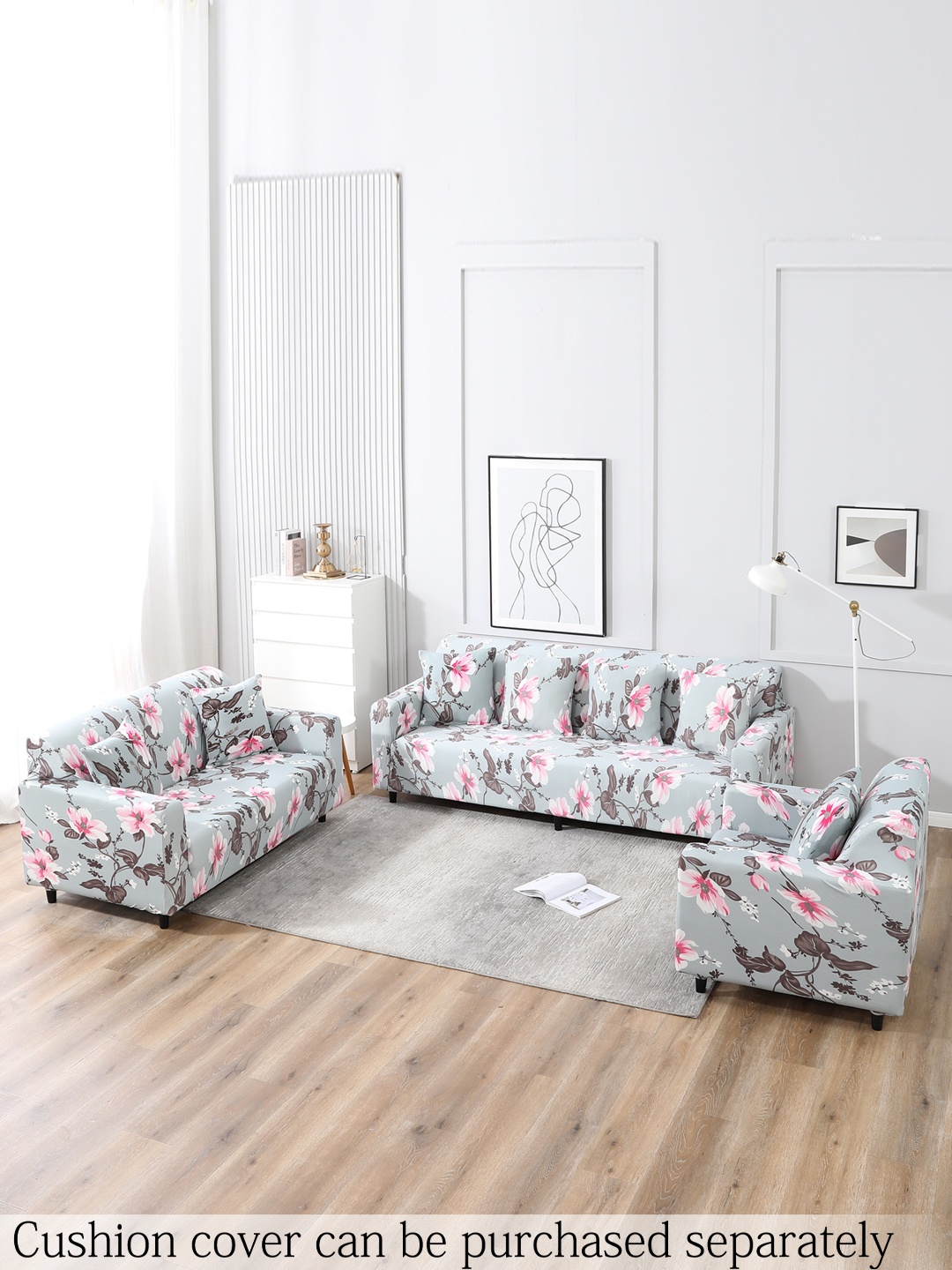 

HOKIPO Grey 3Pcs Elastic 3 Seater and 2 Seater Stretchable Sofa Cover
