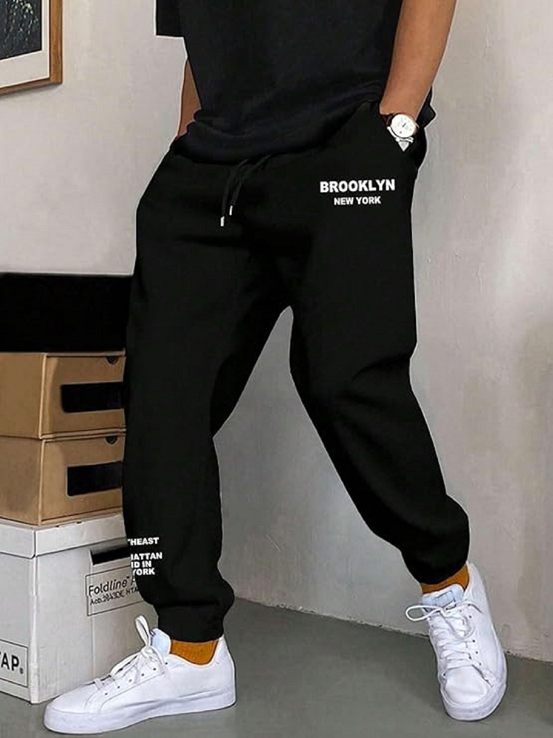 

POSHAX Men Typography Print Regular Fit Joggers, Black
