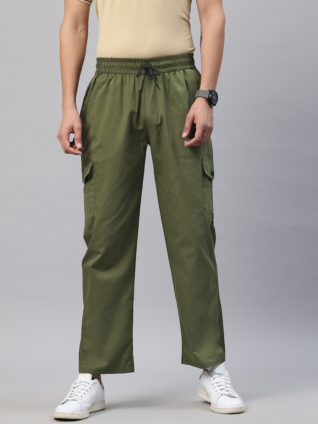 

POSHAX Men Mid-Rise Cotton Regular Fit Cargos, Green