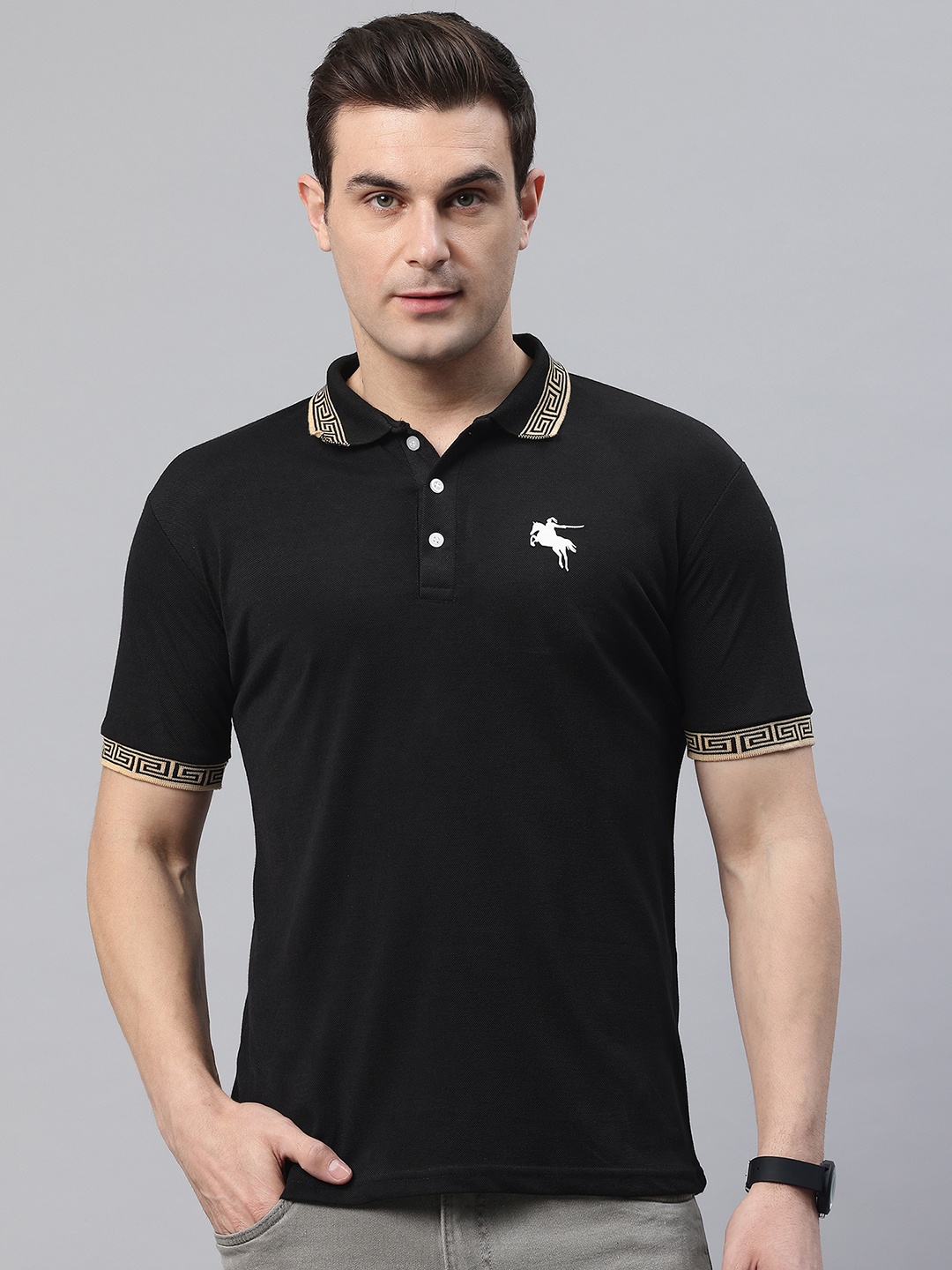 

POSHAX Polo Collar T-shirt, Black