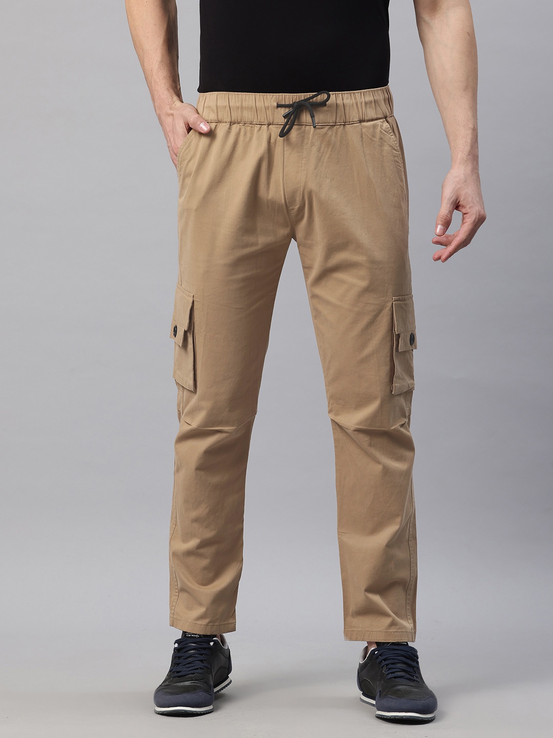 

POSHAX Men Cargo Style Trousers, Khaki