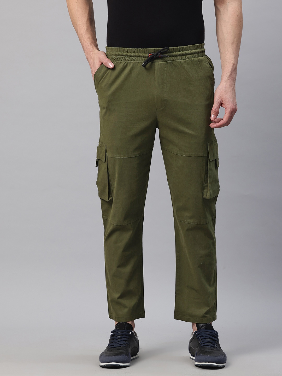 

POSHAX Men Cargo Style Trousers, Olive