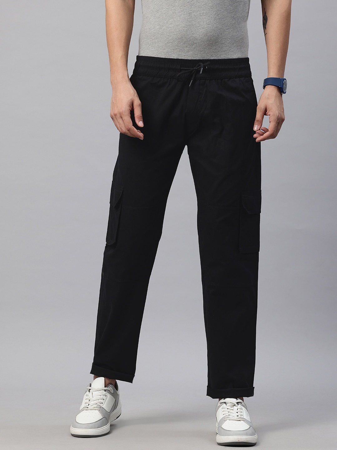

POSHAX Men Regular Fit Cargos, Black