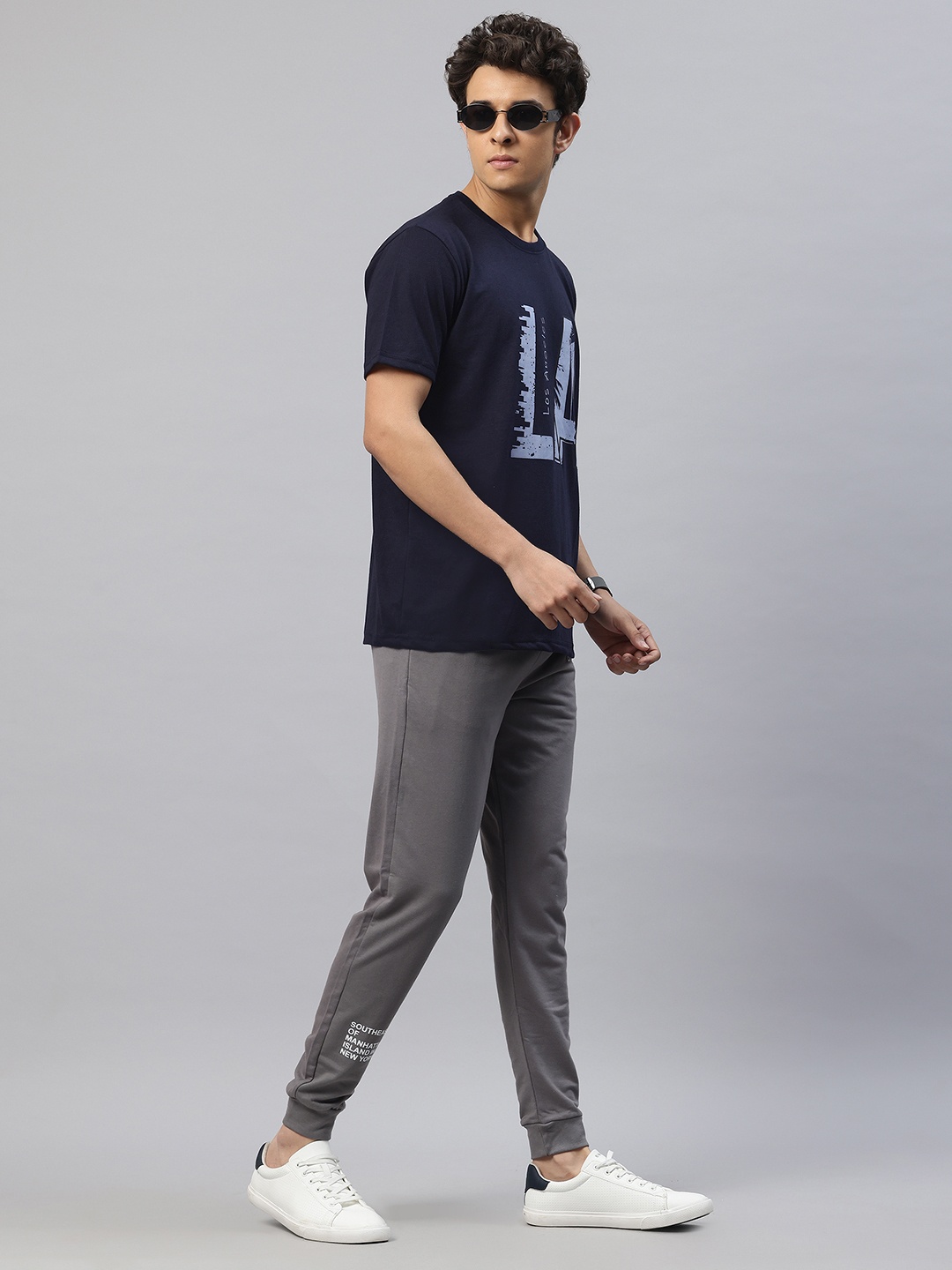 

POSHAX Typography Printed T-shirt, Navy blue