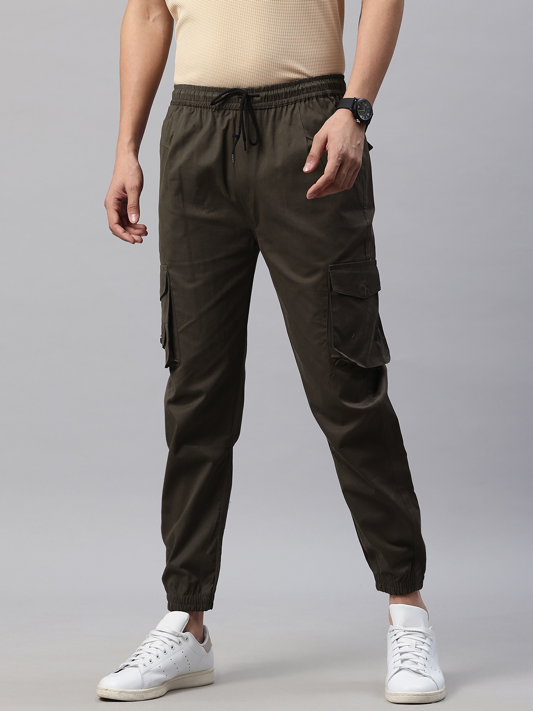 

POSHAX Men High-Rise Cargo Style Joggers, Grey