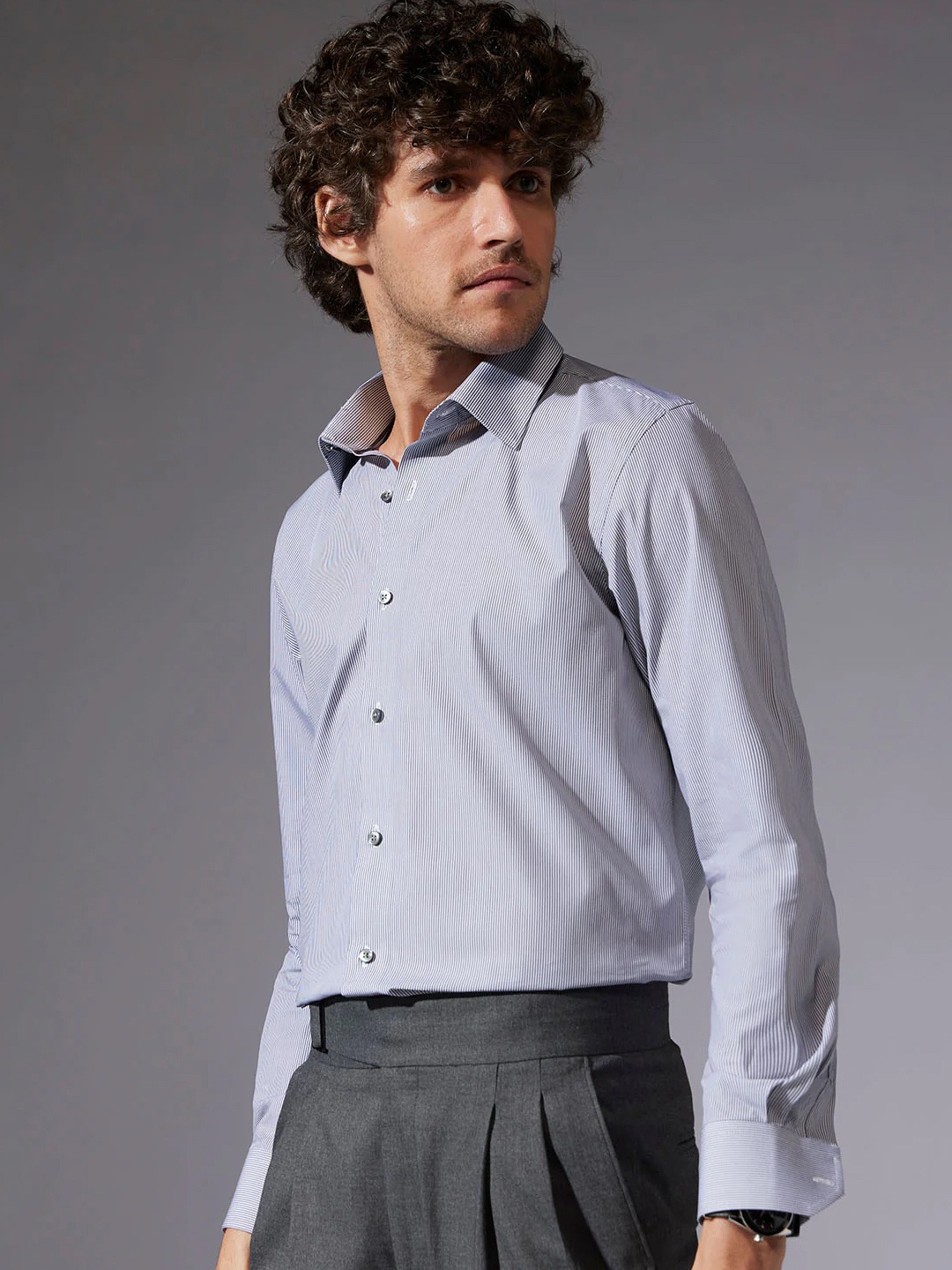 

Bombay Shirt Company Men Relaxed Pinstripes Opaque Casual Shirts, Grey