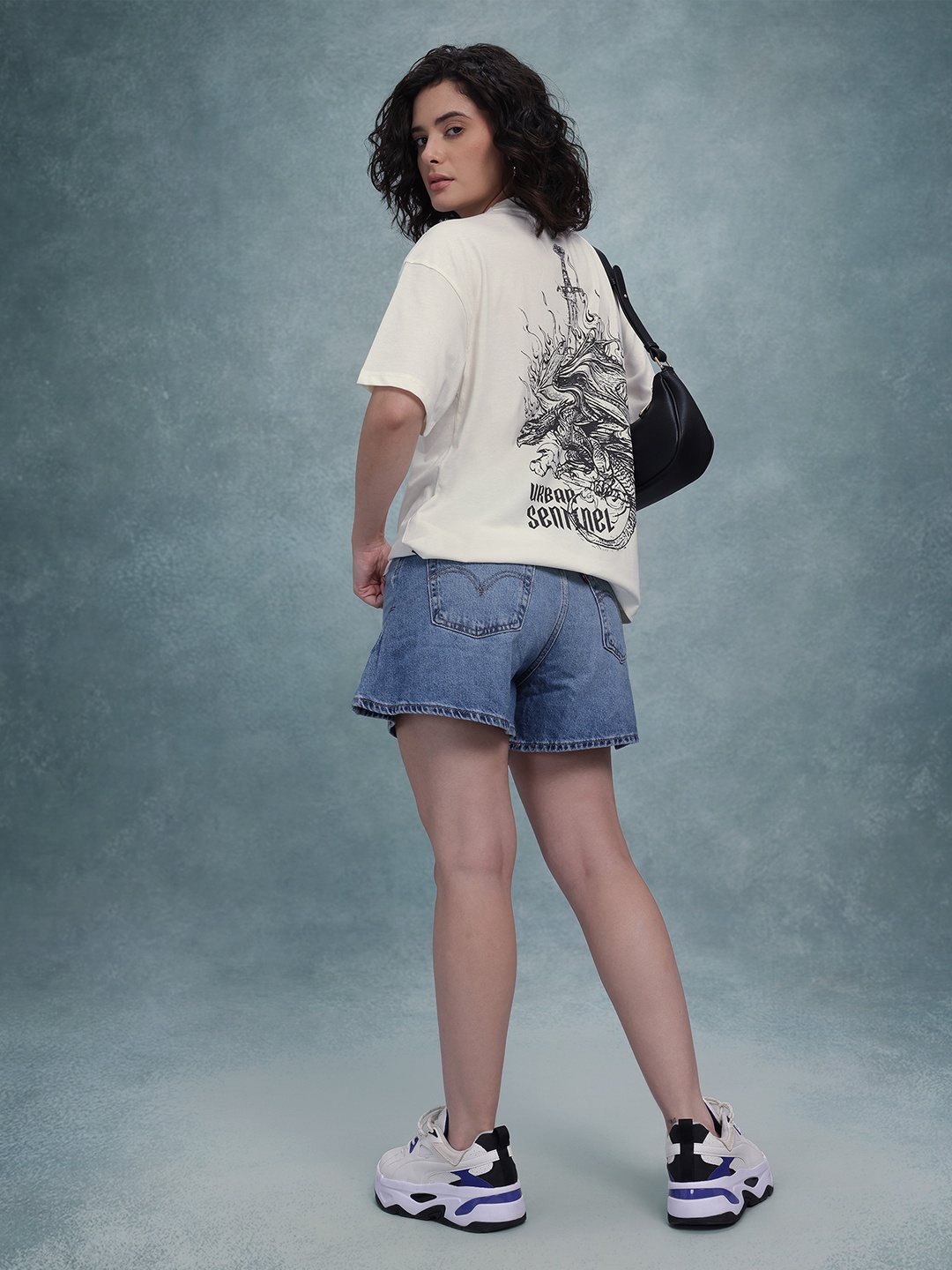 

The Roadster Life Co. Printed Drop-Shoulder Sleeves Oversized T-shirt, Off white