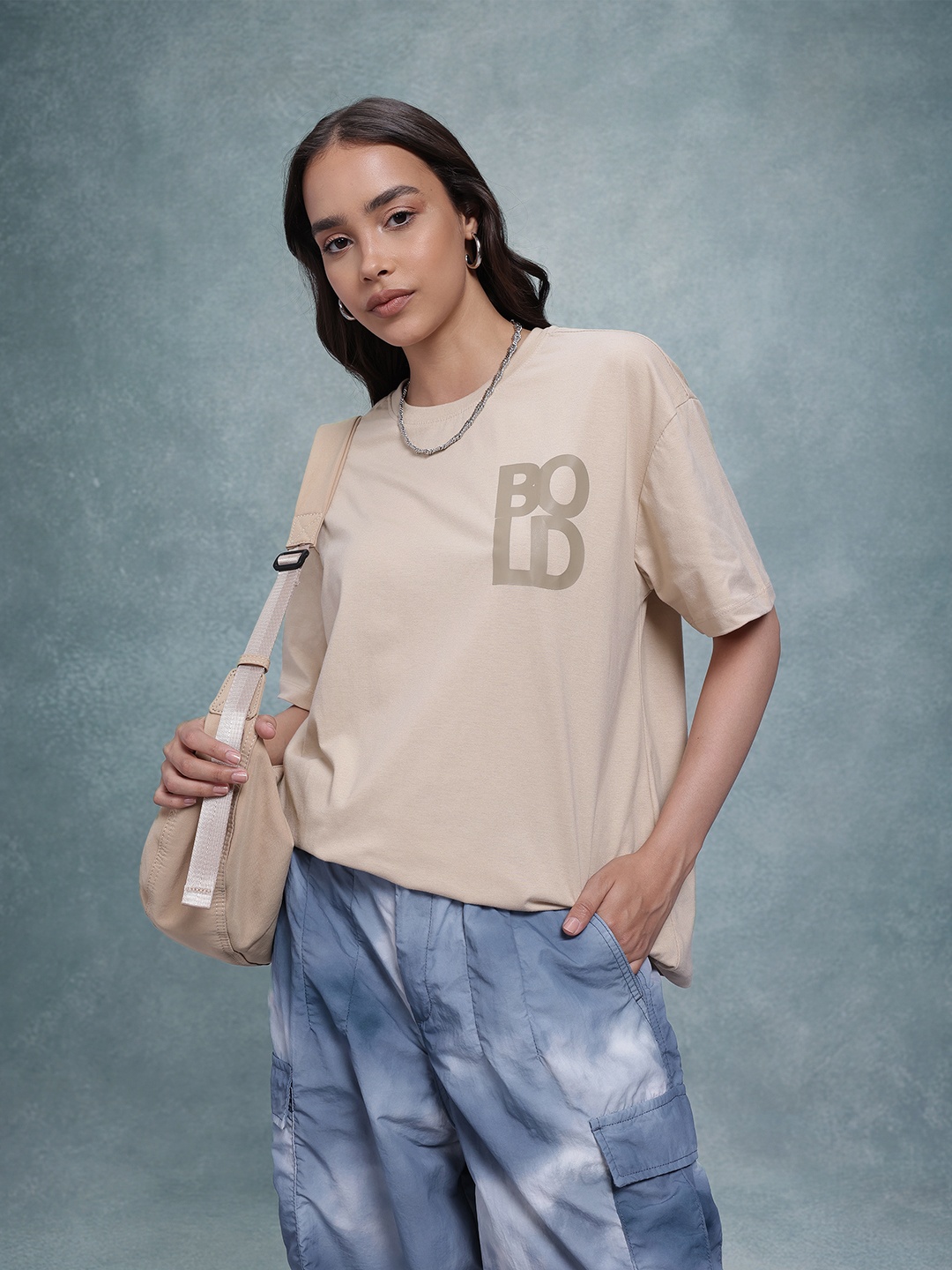 

The Roadster Life Co. Placement Print Oversize T-shirt, Beige