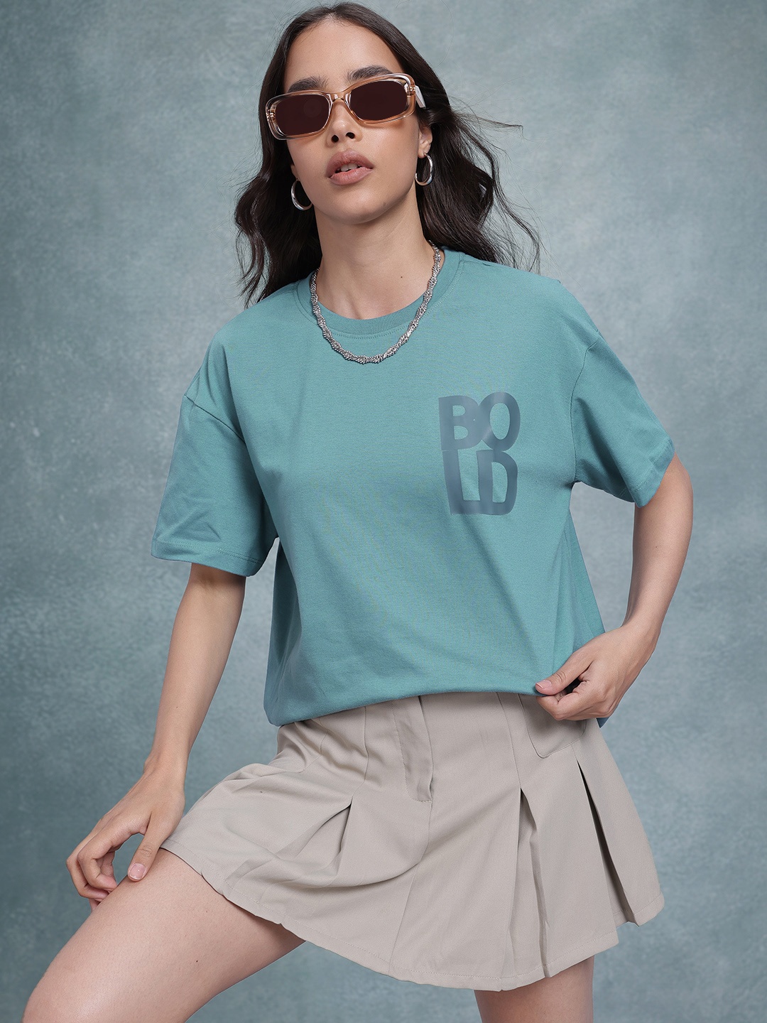 

The Roadster Life Co. Placement Print Oversize T-shirt, Teal