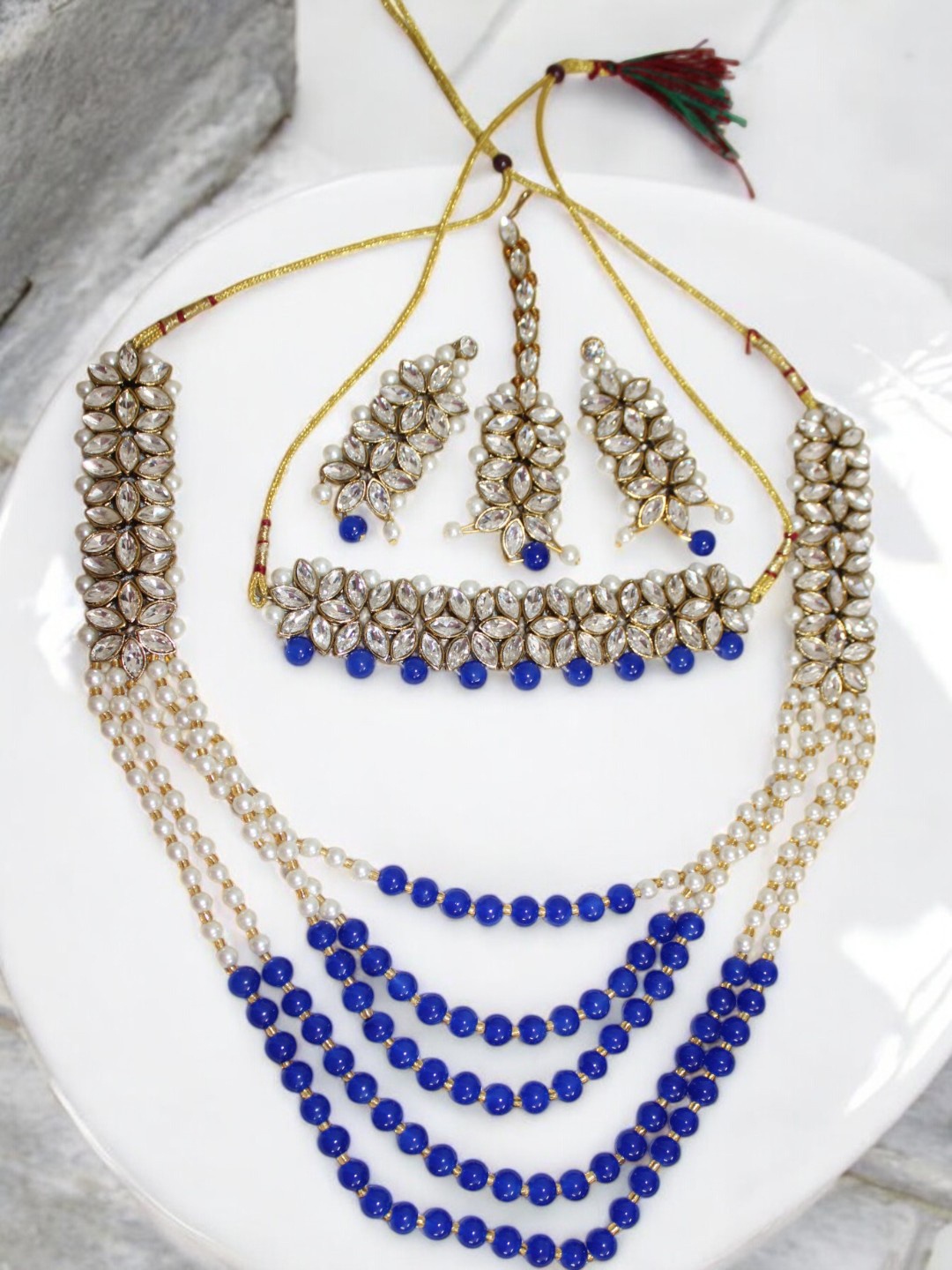 

Jolly Faces Stone-Studded Jewellery Set, Blue