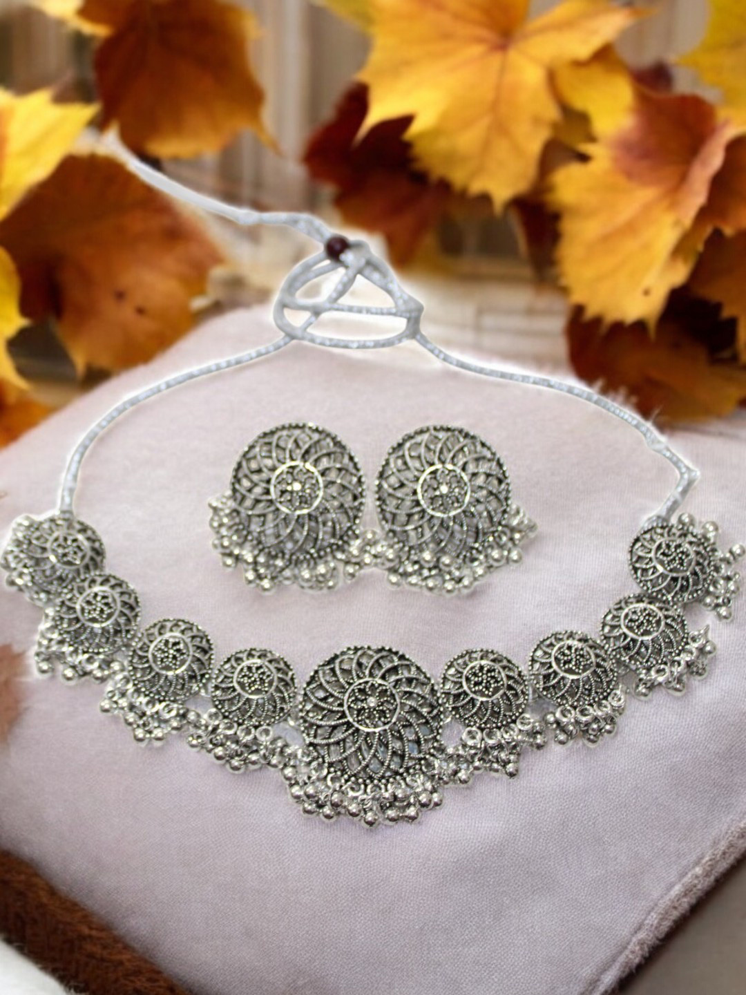 

Jolly Faces Oxidised Jewellery Set, Silver