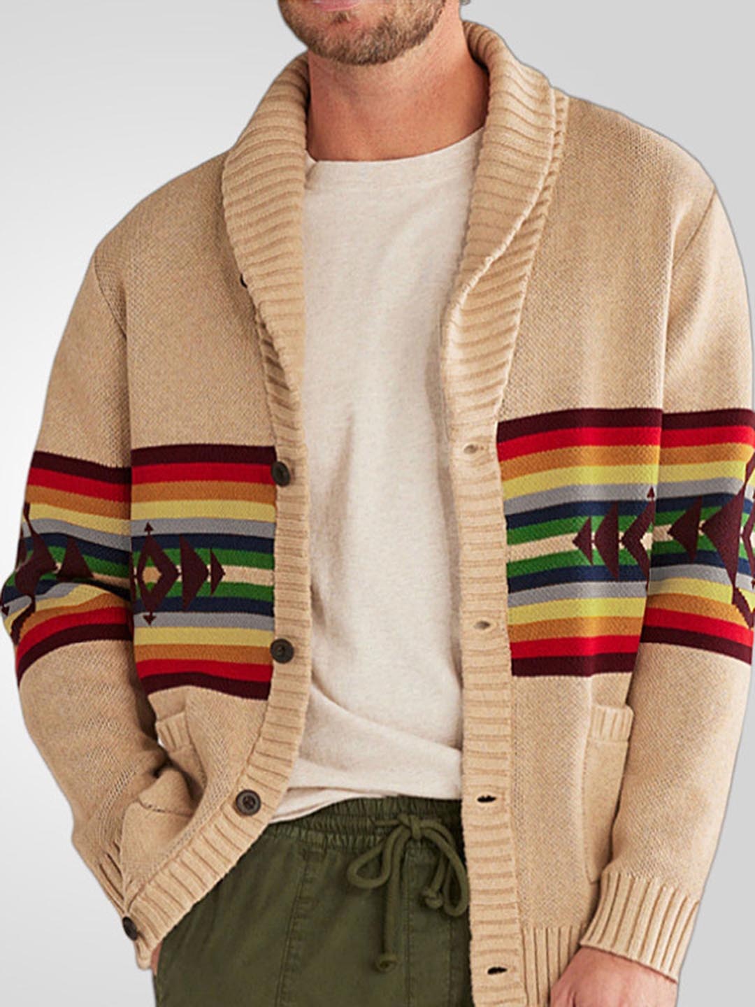 

Mast & Harbour Men Cardigan, Khaki