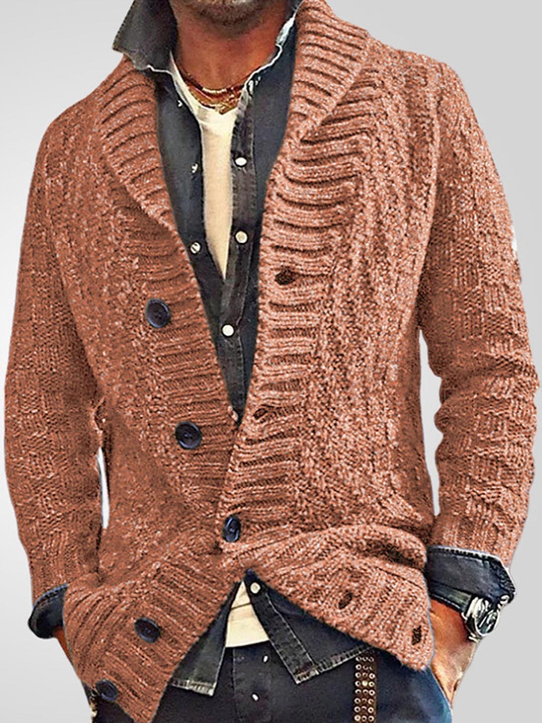 

Mast & Harbour Men Cardigan, Brown