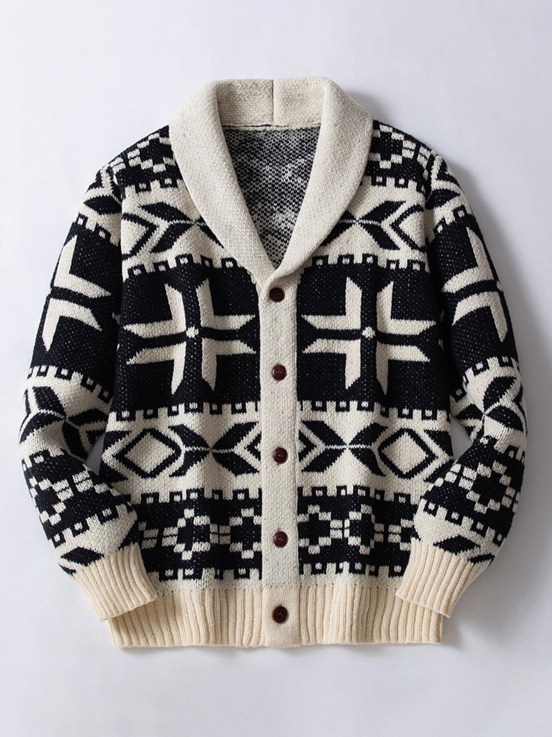 

Mast & Harbour Men Floral Printed Cardigan, Beige
