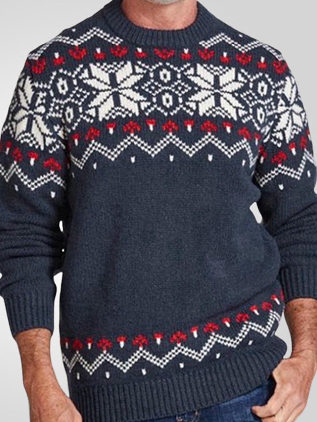 

Mast & Harbour Men Printed Pullover, Navy blue
