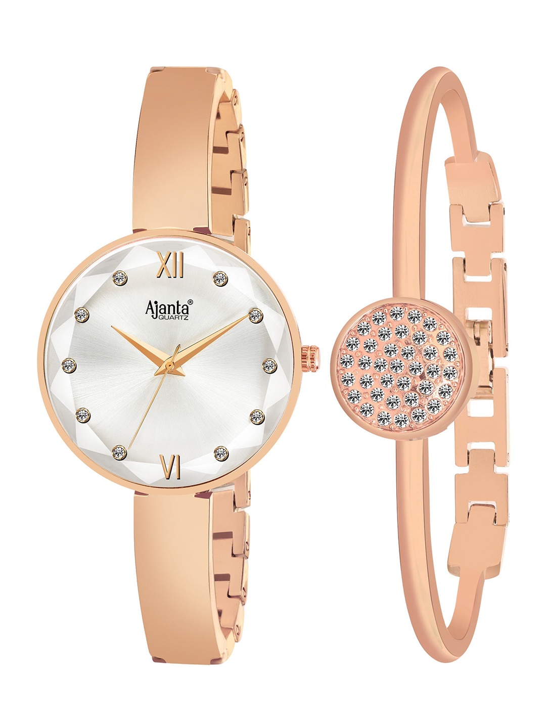 

Ajanta Quartz Women Brass Patterned Dial & Bracelet Style Straps Watch AWC126ESL/-02, Silver