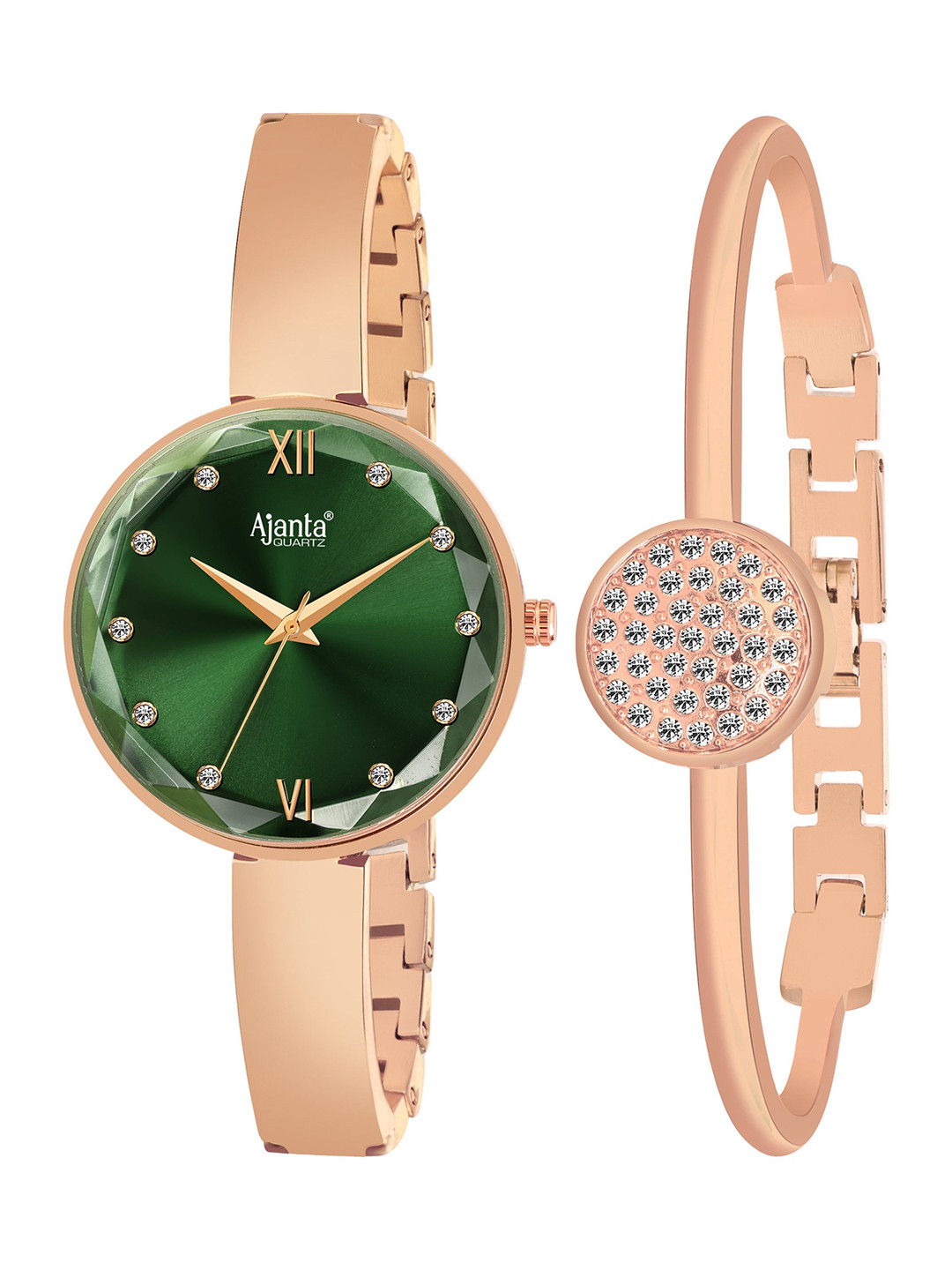 

Ajanta Quartz Women Brass Patterned Dial & Bracelet Style Straps Analogue AWC126ESL/-03, Green