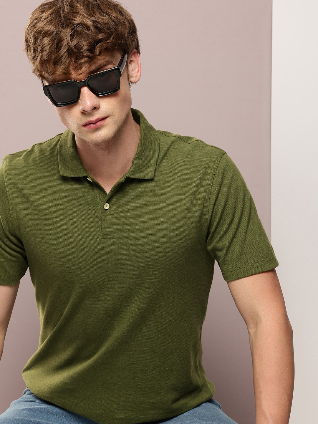 

Kook N Keech Solid Polo Collar Pure Cotton T-shirt, Green