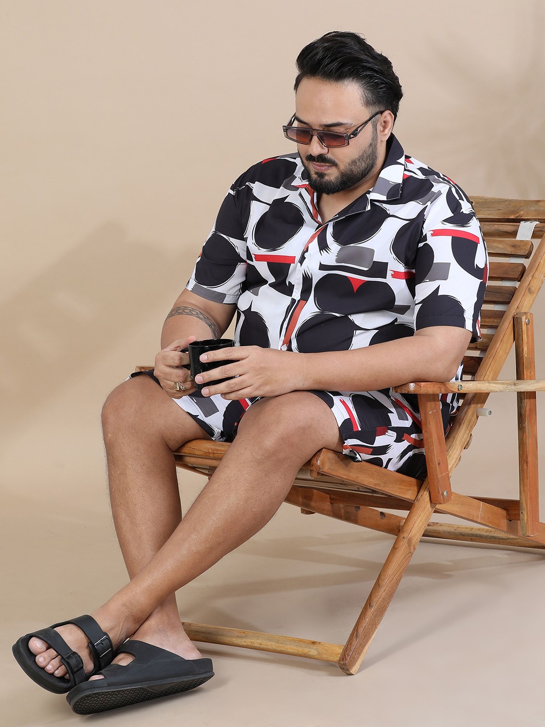 

Bushirt Printed Short Sleeves Shirt & Shorts, White