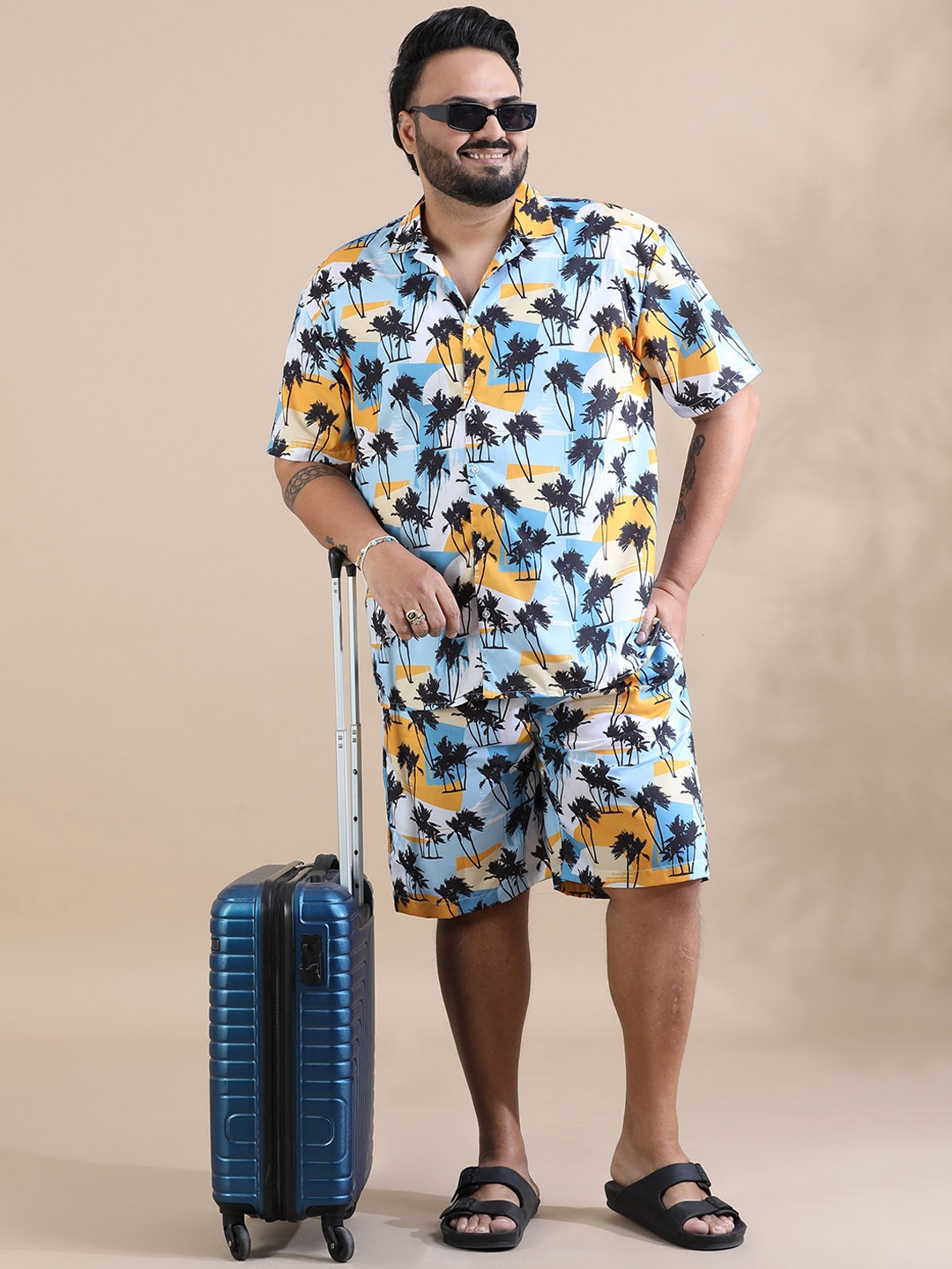 

Bushirt Printed Short Sleeves Shirt & Shorts, White