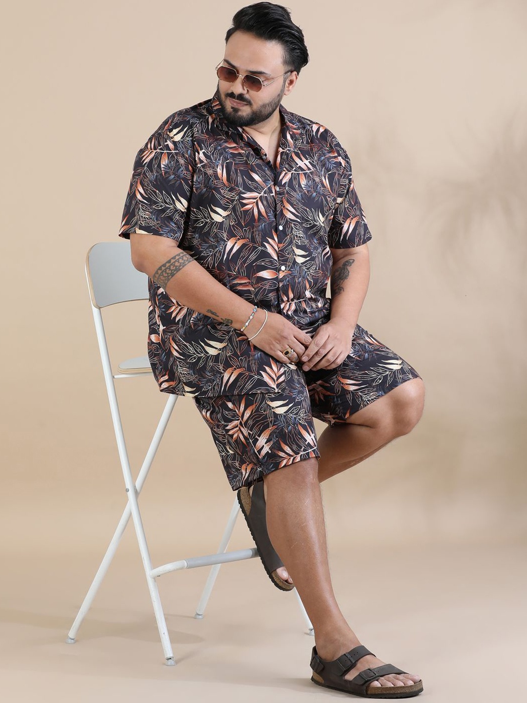 

Bushirt Printed Short Sleeves Shirt & Shorts, Black