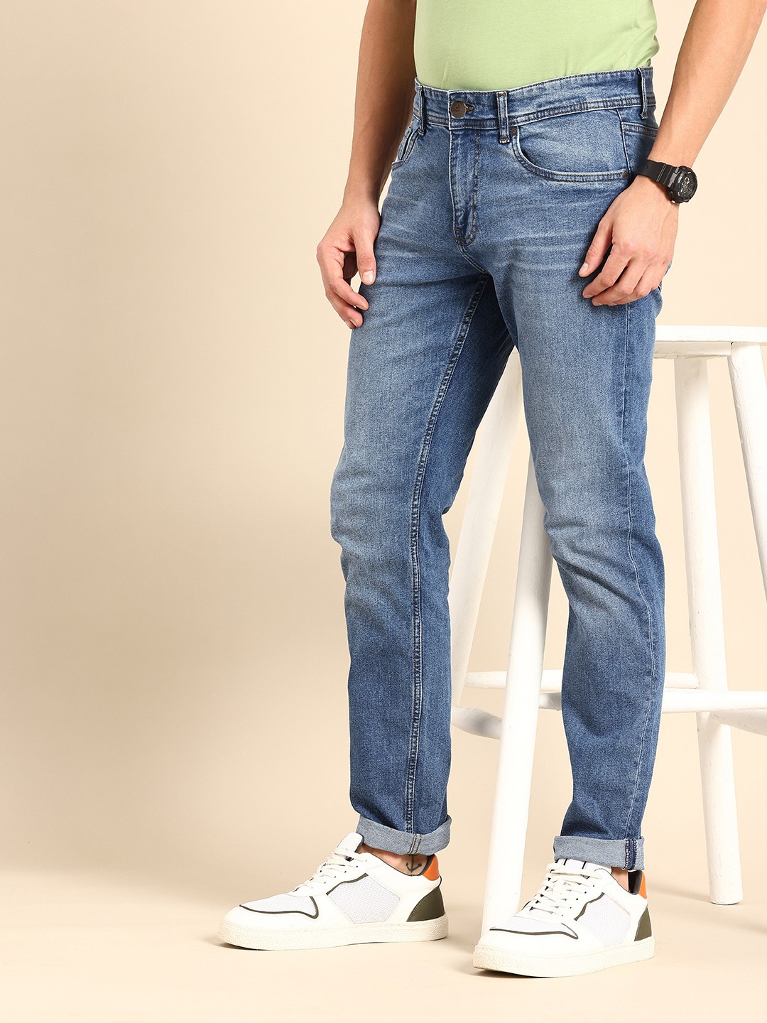 

Being Human Men Slim Fit Heavy Fade Stretchable Jeans, Blue