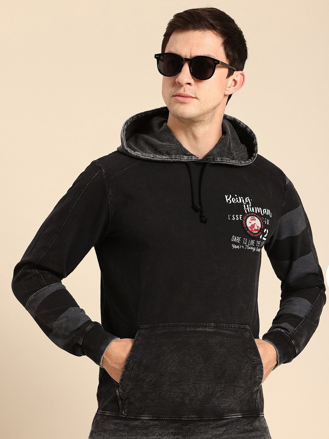 

Being Human Hooded Printed Sweatshirt, Black