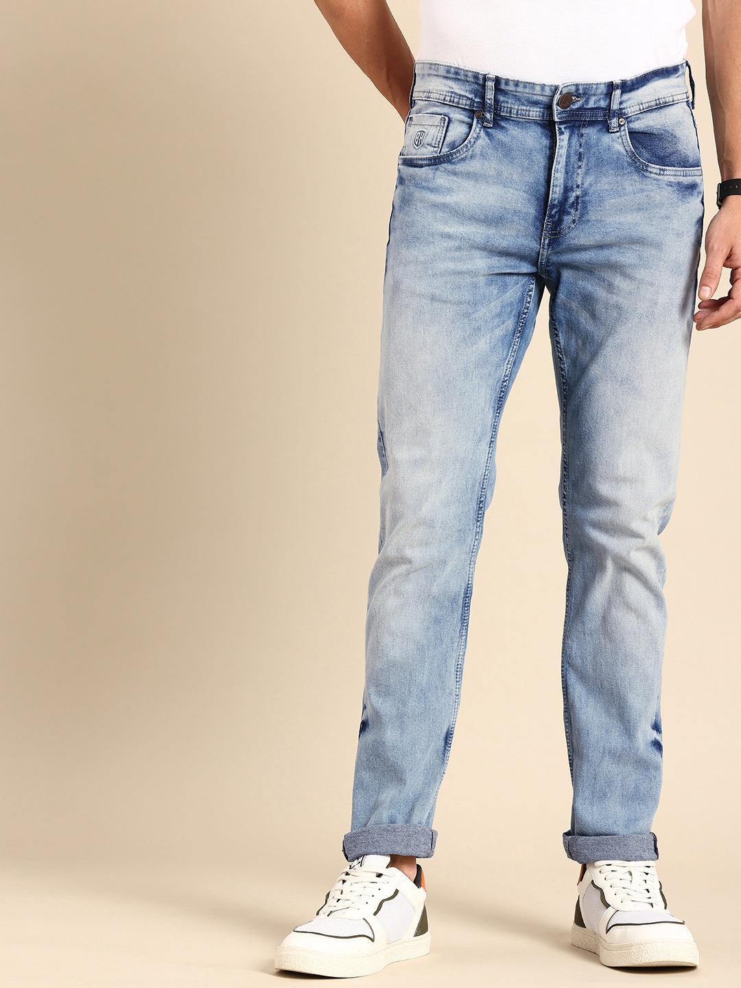 

Being Human Men Slim Fit Heavy Fade Stretchable Jeans, Blue