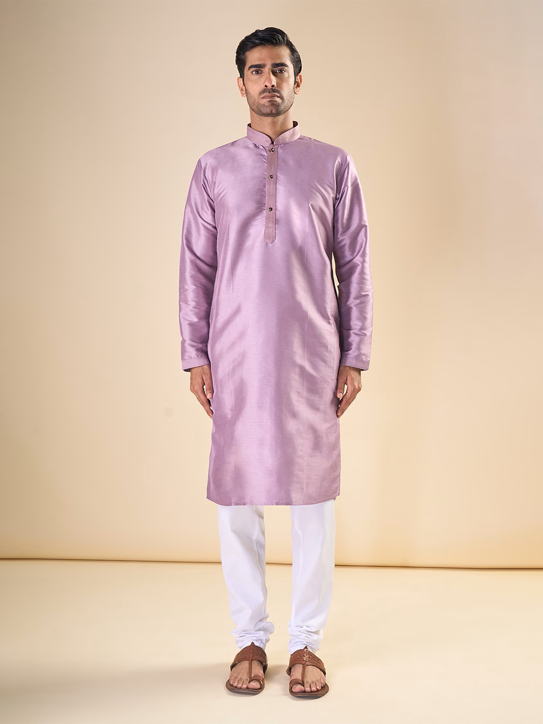 

OUTLUK Men Regular Pure Silk Kurta with Pyjamas, Purple