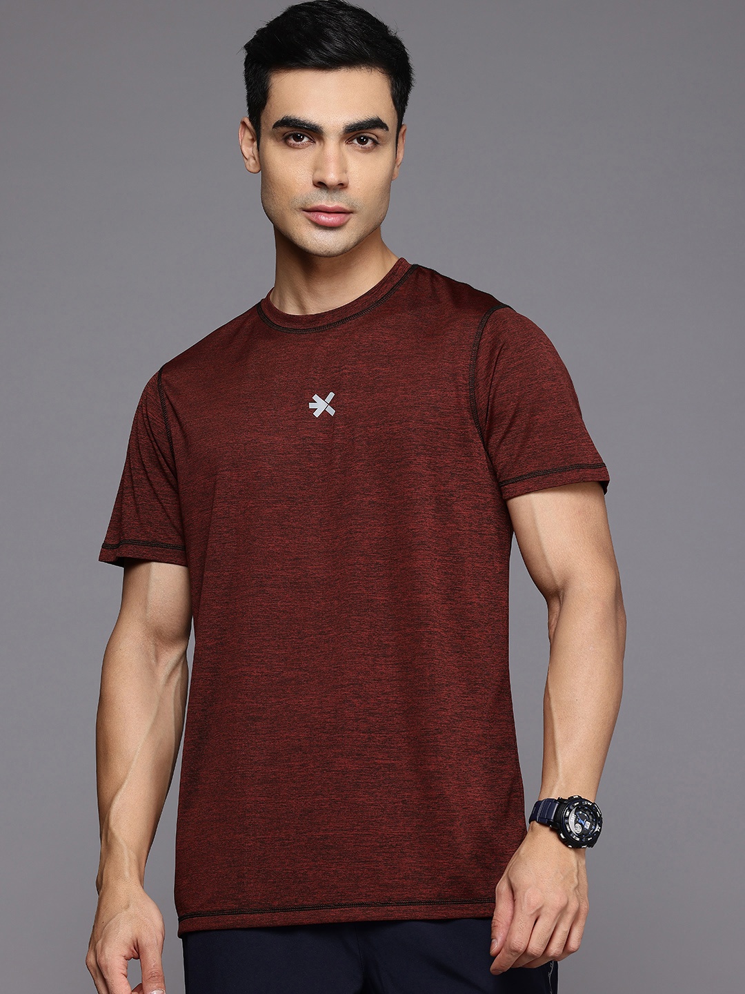 

HRX by Hrithik Roshan Men Rapid-Dry Sports T-shirt, Maroon