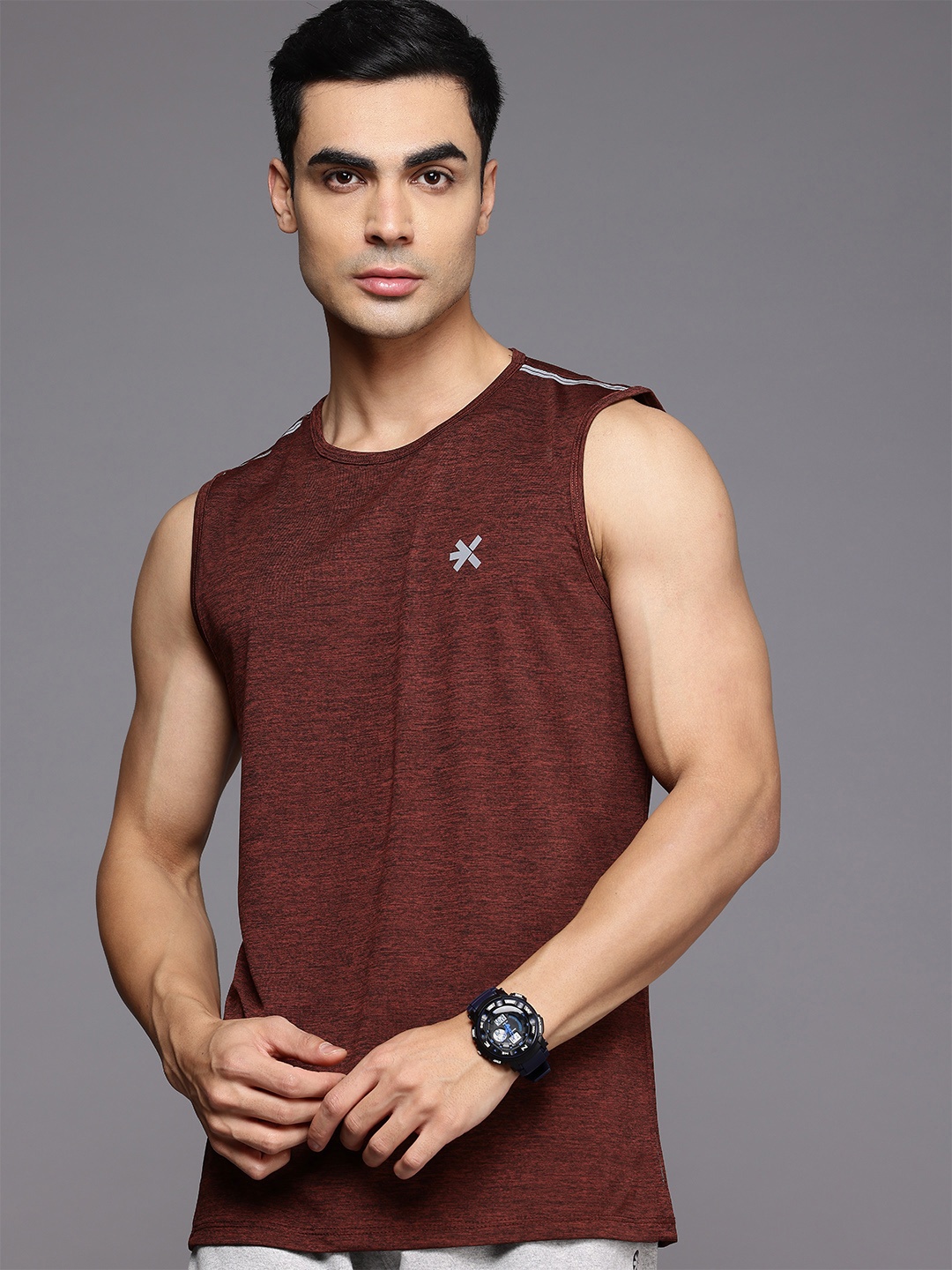 

HRX by Hrithik Roshan Men Rapid-Dry Sports T-shirt, Maroon