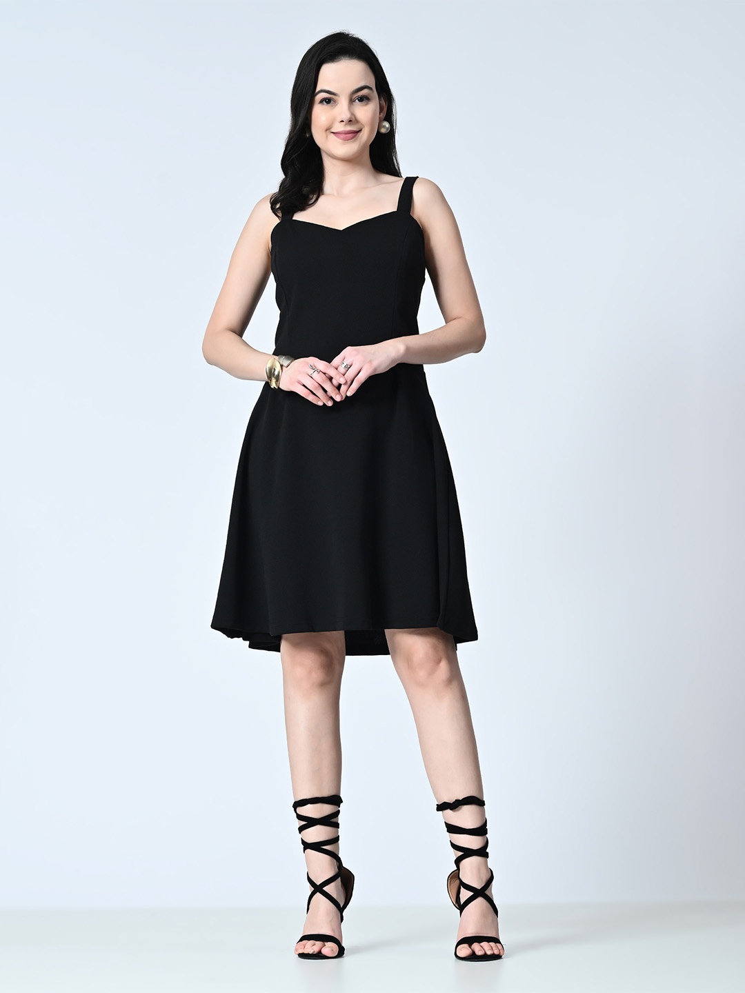 

OWL MINK Women Fit & Flare Dress, Black