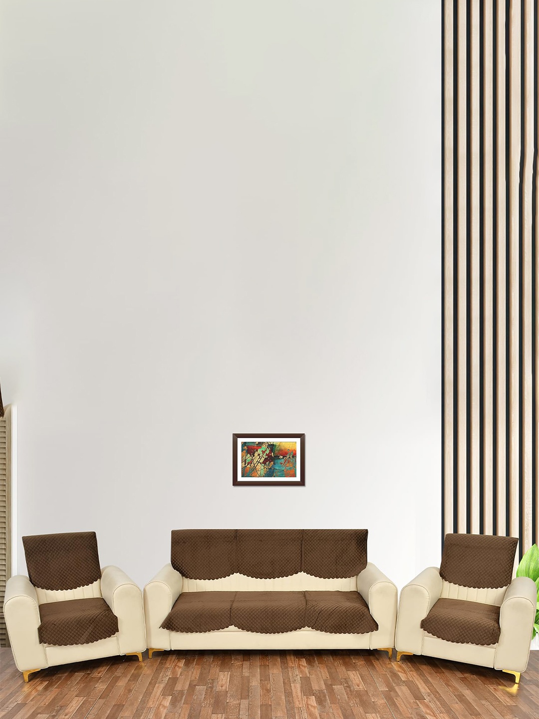 

Bajo's Brown 6 Pieces Self Design Velvet 5-Seater Sofa Covers