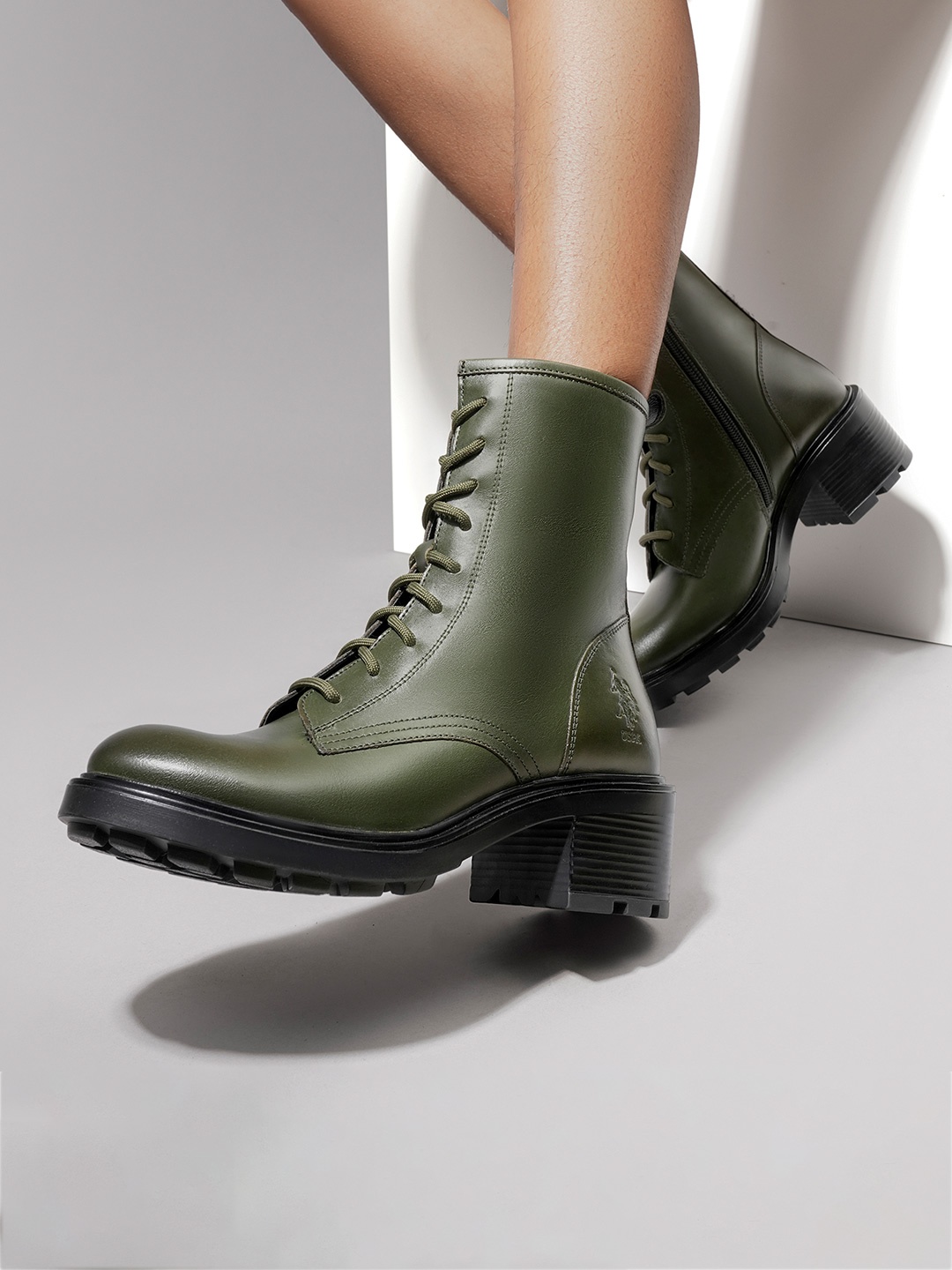 

U.S. Polo Assn. NADIA Women Mid Top Boots, Olive