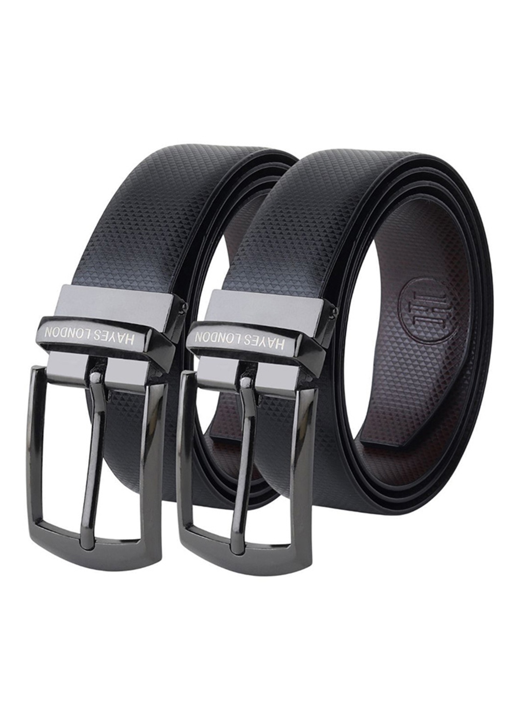 

Hayes London Men Reversible Leather Belts Men Combo Pack of 2 PU Formal Regal, Grey