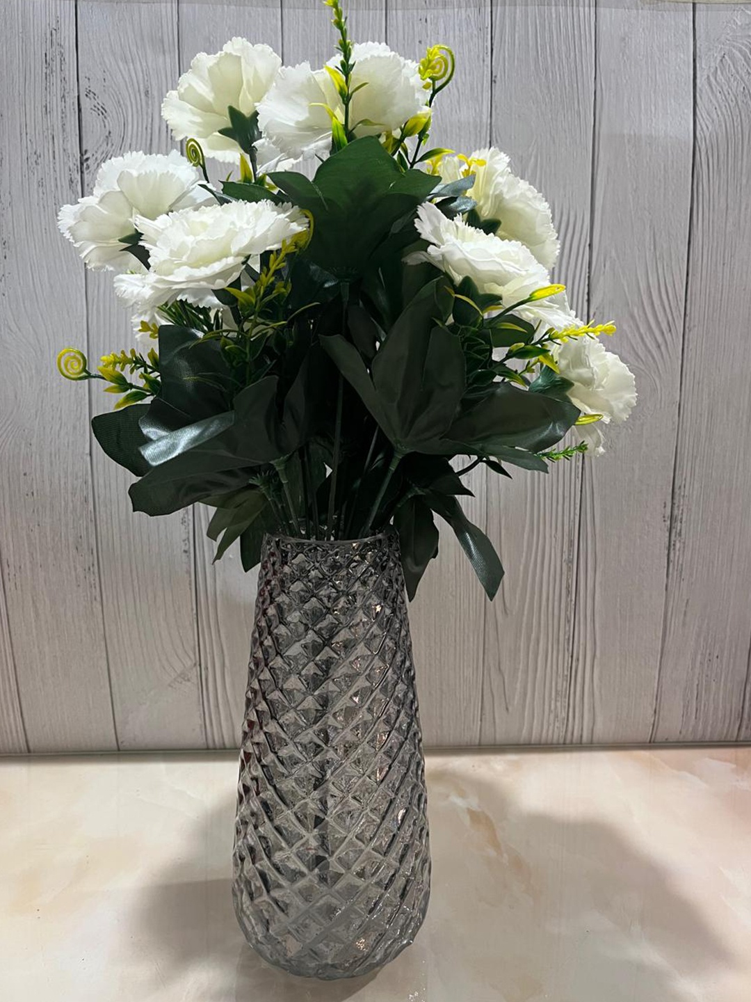 

Clovefry Beige Textured & Transparent Glass FlowerVase