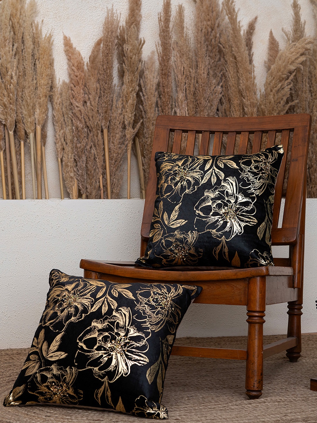 

BELIHODE Set of 2 Bohemian Fantasy Cushion Covers, Black